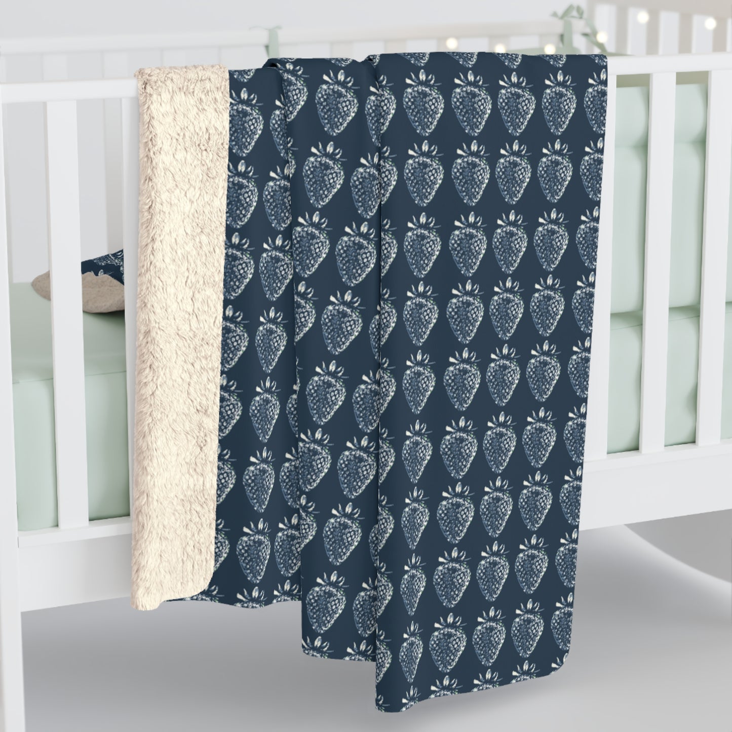 Sherpa Fleece Blanket with Bluejean Berry print