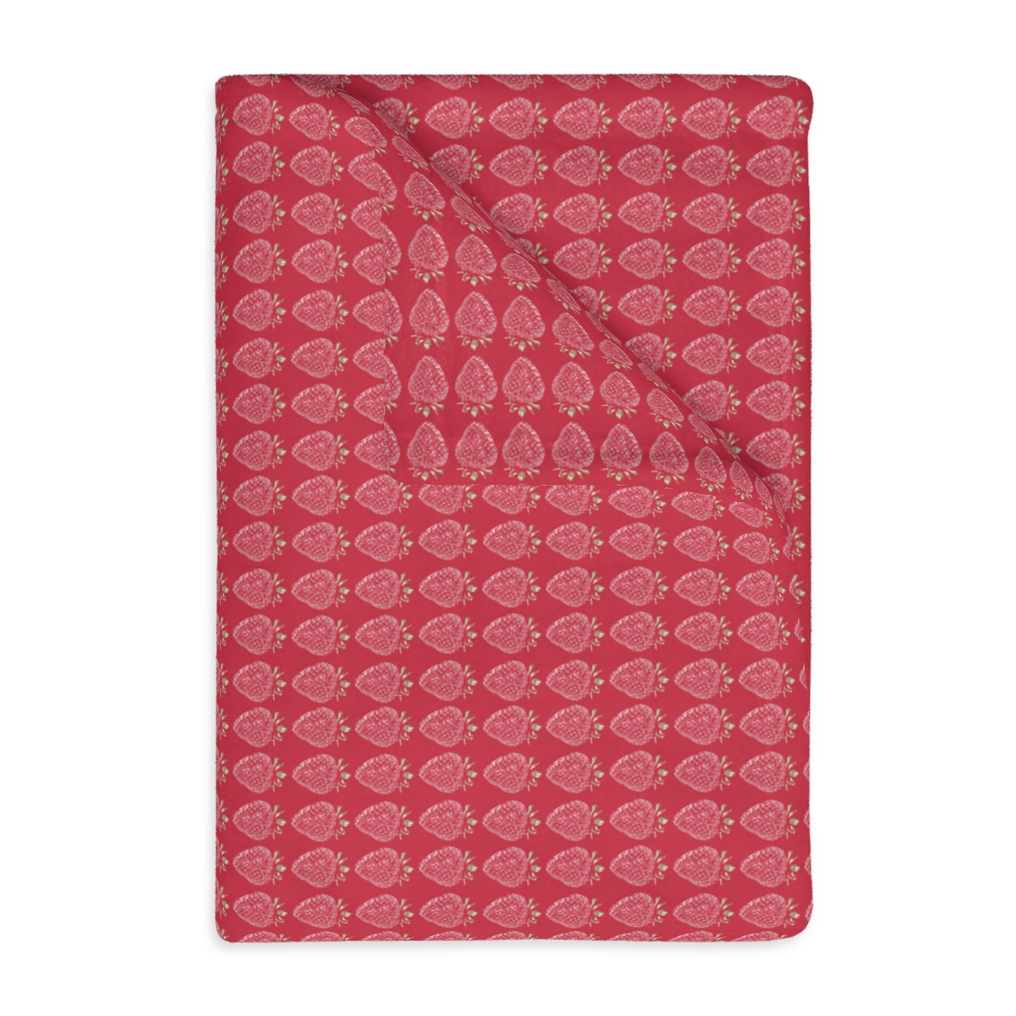 Cozy Velveteen Microfiber Blanket - Strawberry Stamp print