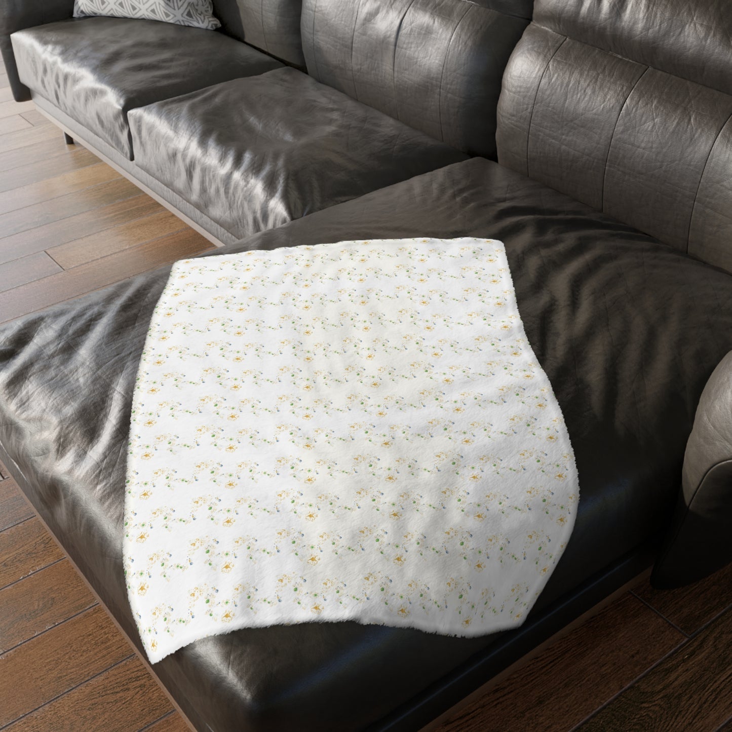 Butter Yellow Vining Velveteen Blanket