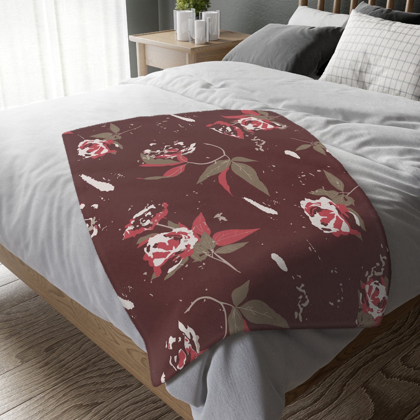 Harvest Rose Velveteen Blanket