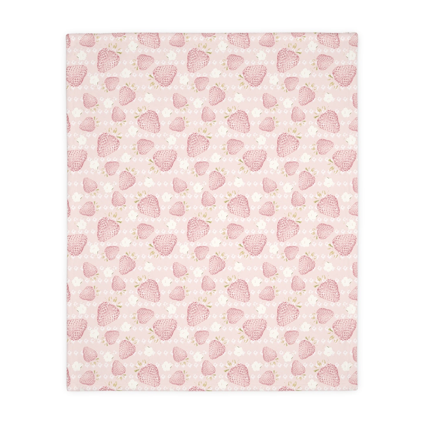 Cozy Velveteen Microfiber Blanket - Retro Strawberry Pattern