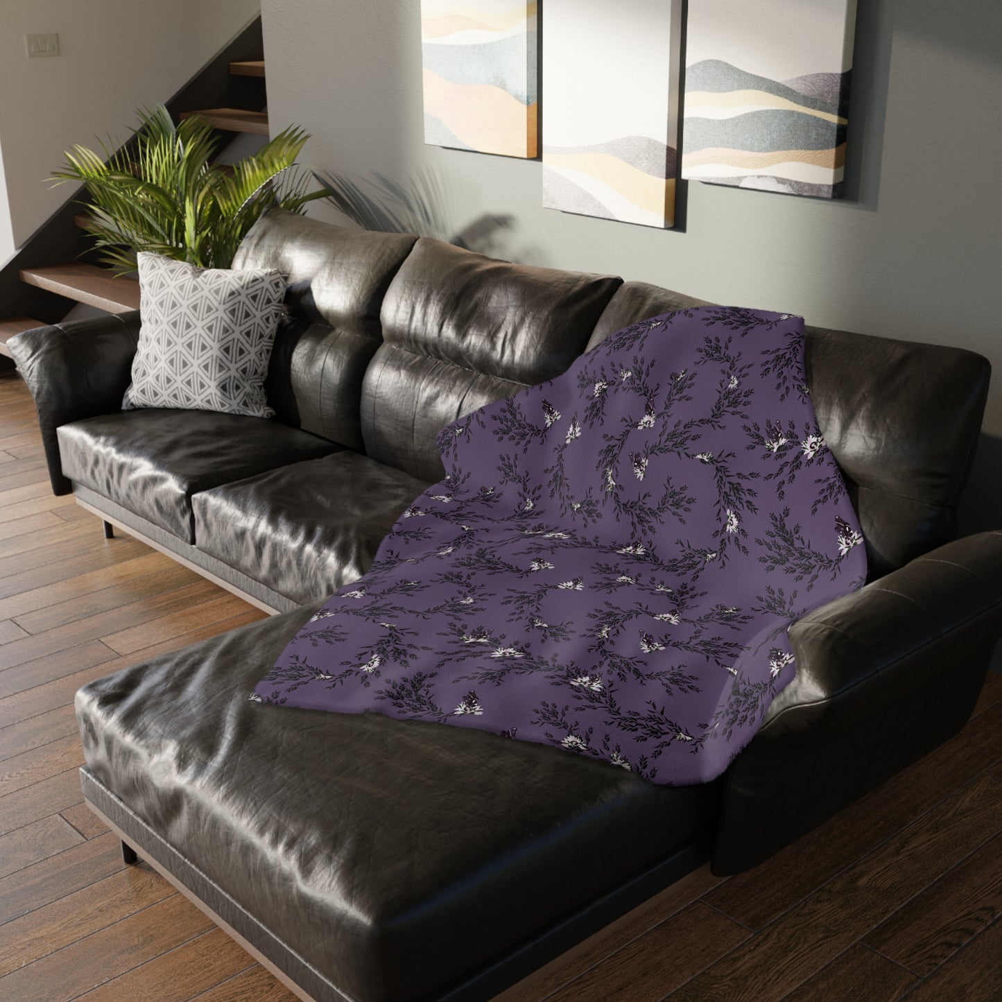 Velveteen Blanket - Autumn Daisy in Deep Purple