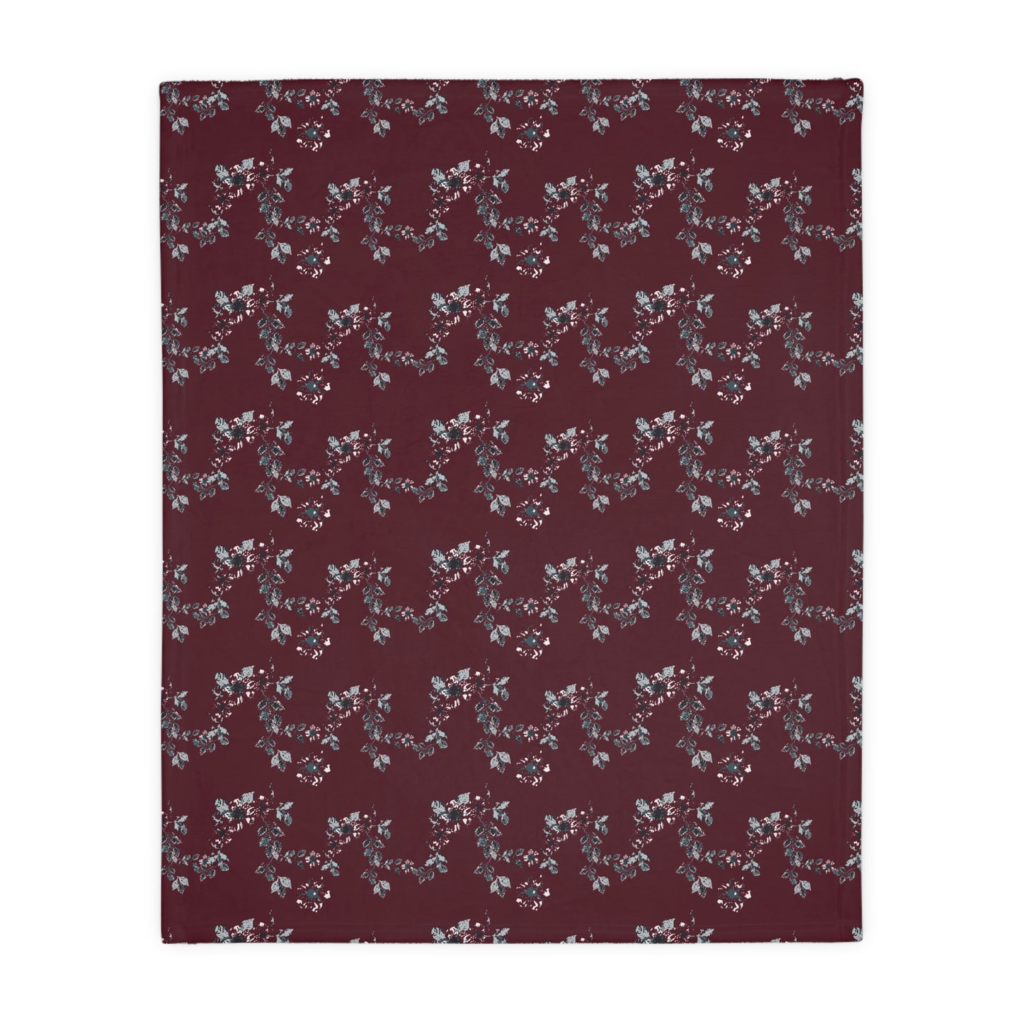 Floral Velveteen Microfiber Blanket - Cottage Vine Santa print