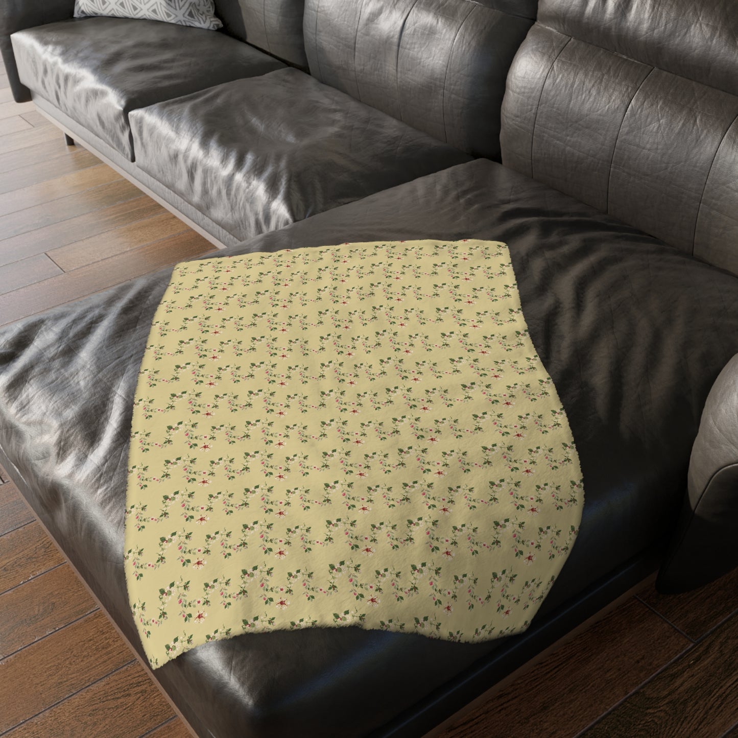 Cozy Floral Velveteen Microfiber Blanket - Cottage Vine print