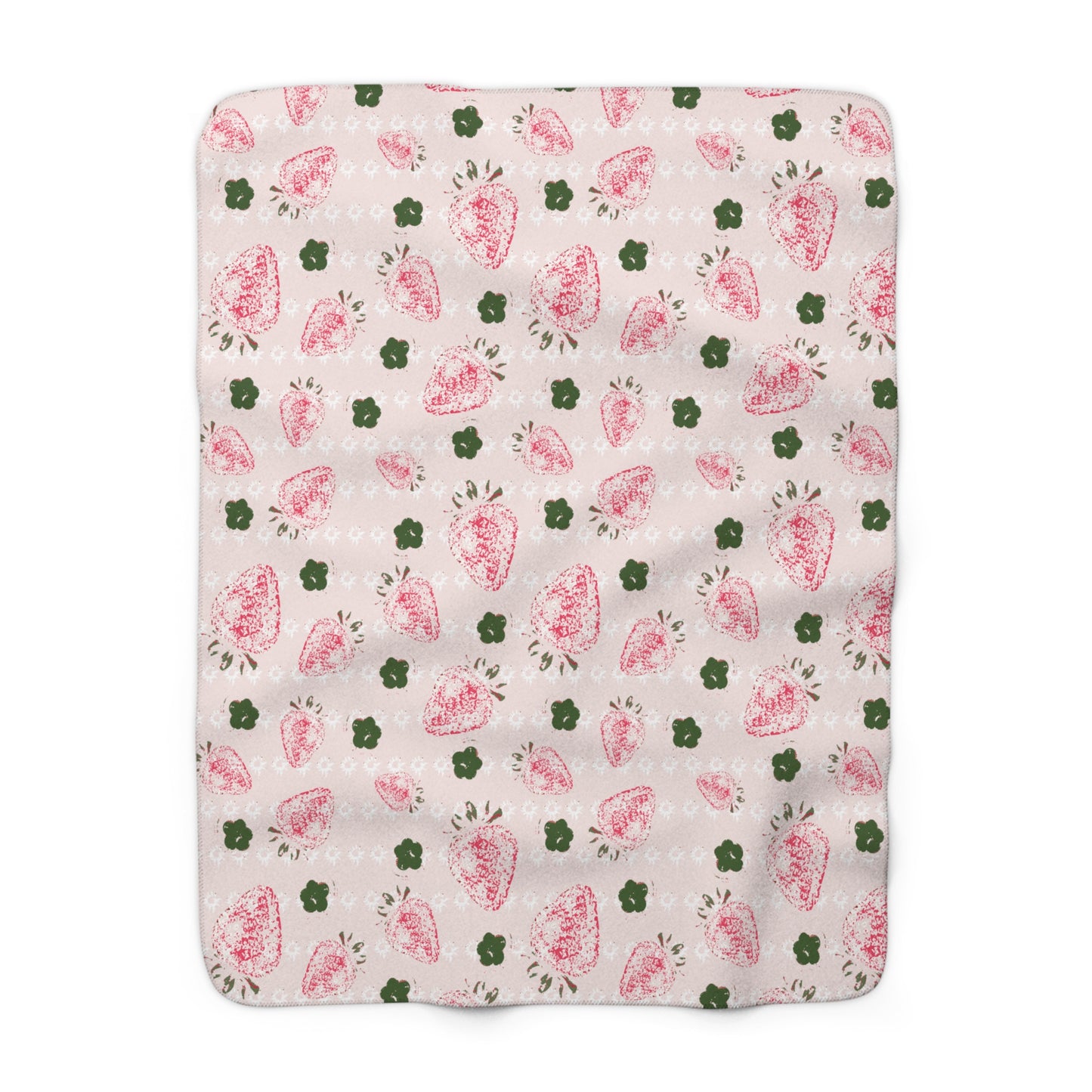 Retro Strawberry Sherpa Fleece Blanket
