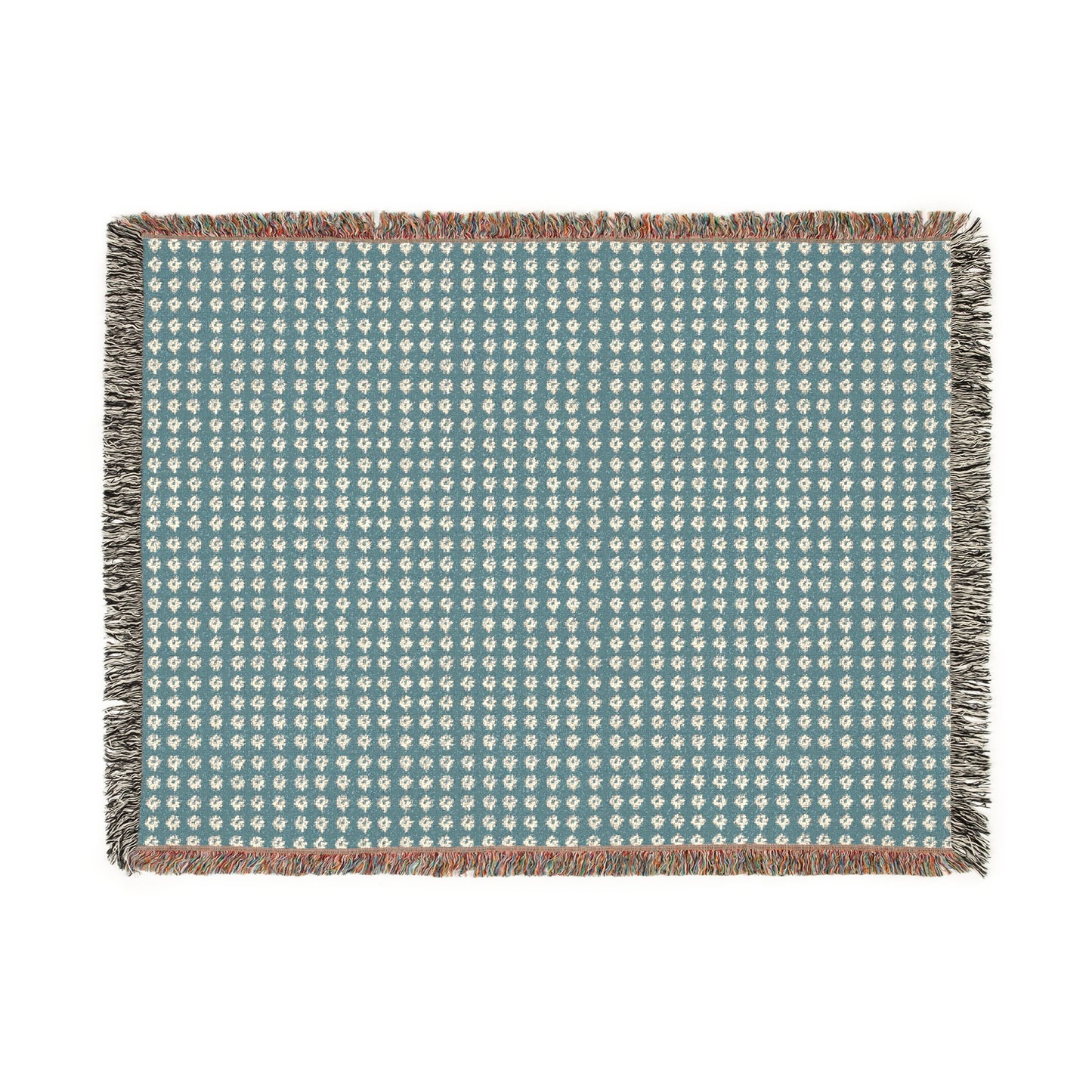 Cozy Woven Blanket - Denim Geo Star print