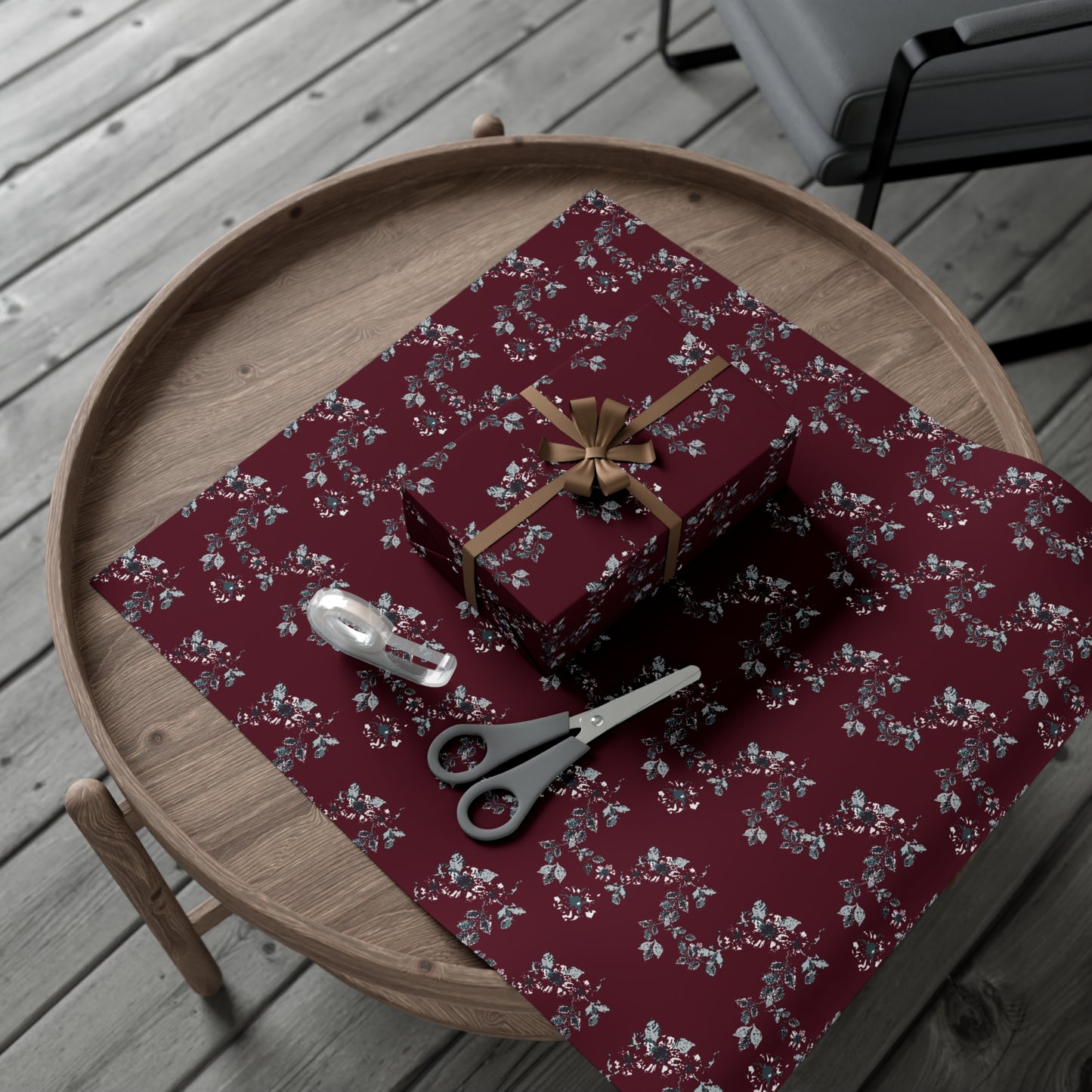 Cottage Vine Santa print Gift Wrap