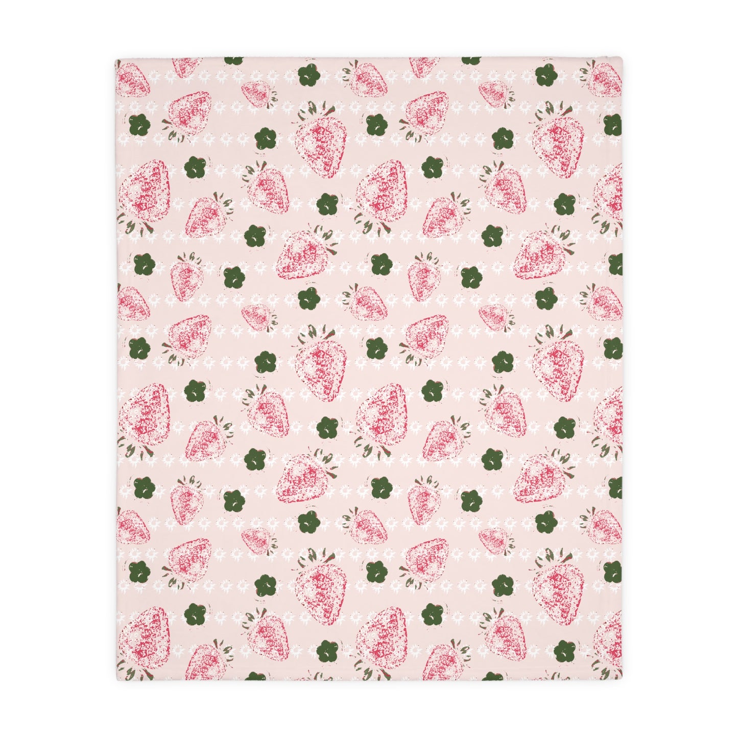 Cozy Velveteen Microfiber Blanket with Retro Strawberry print