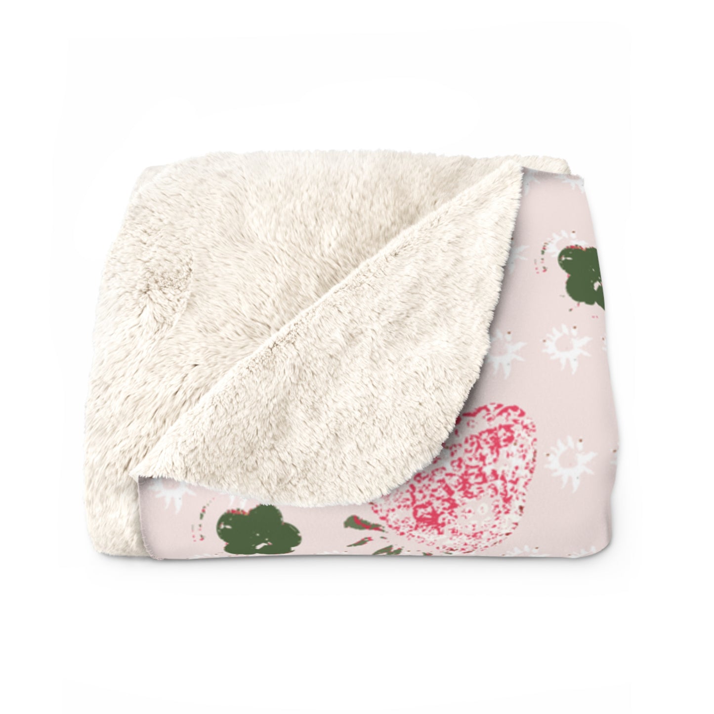 Retro Strawberry Sherpa Fleece Blanket