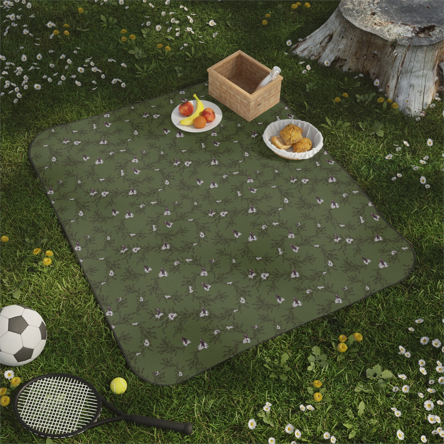 Floral Picnic Blanket for Outdoor Adventures – Autumn Daisy print