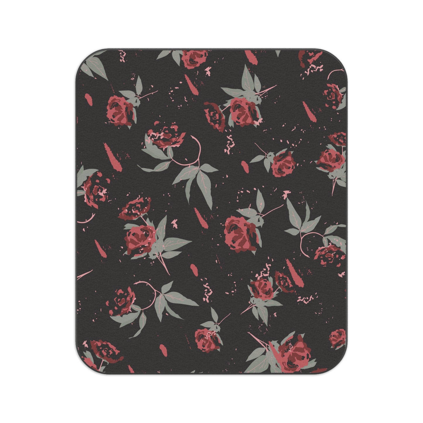 Elegant Floral Picnic Blanket - Black Rose Lipstick print