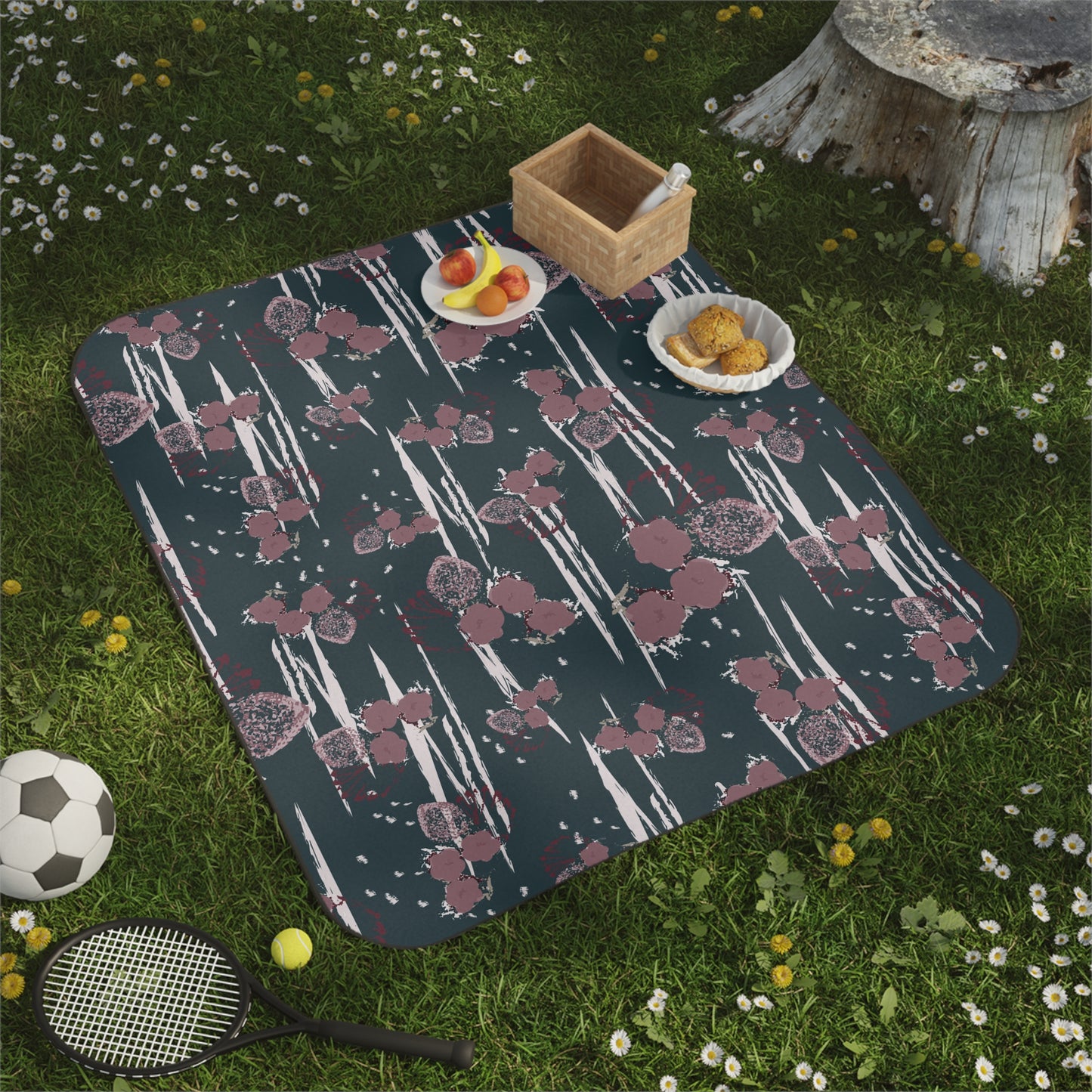 Floral Picnic Blanket - Winterberry print