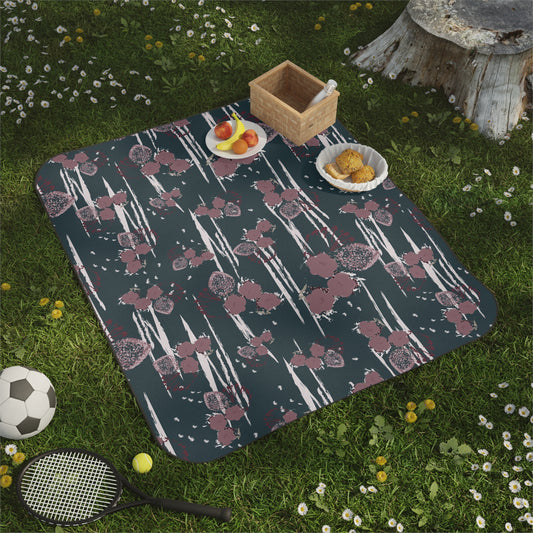 Floral Picnic Blanket - Winterberry print