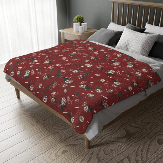 Christmas Rose Velveteen Blanket