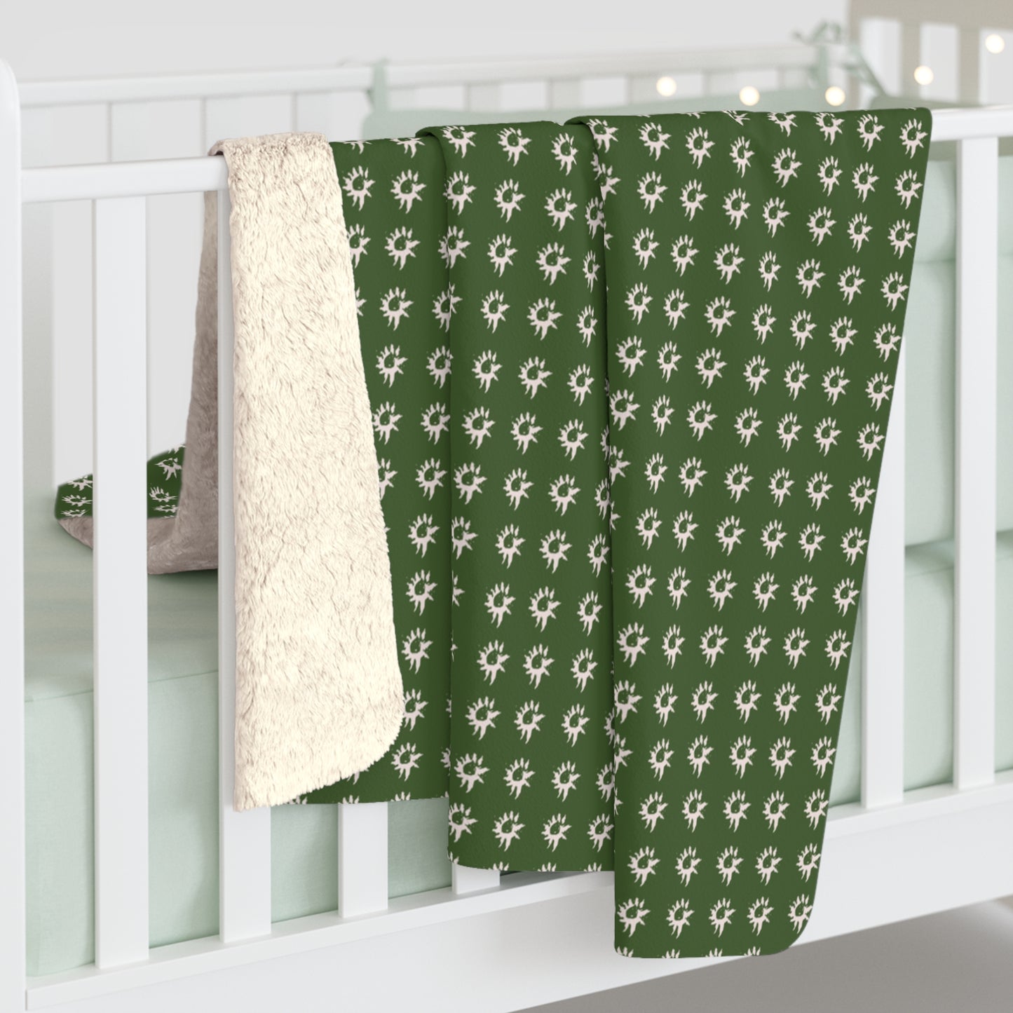 Forest Green Geo Star Sherpa Fleece Blanket