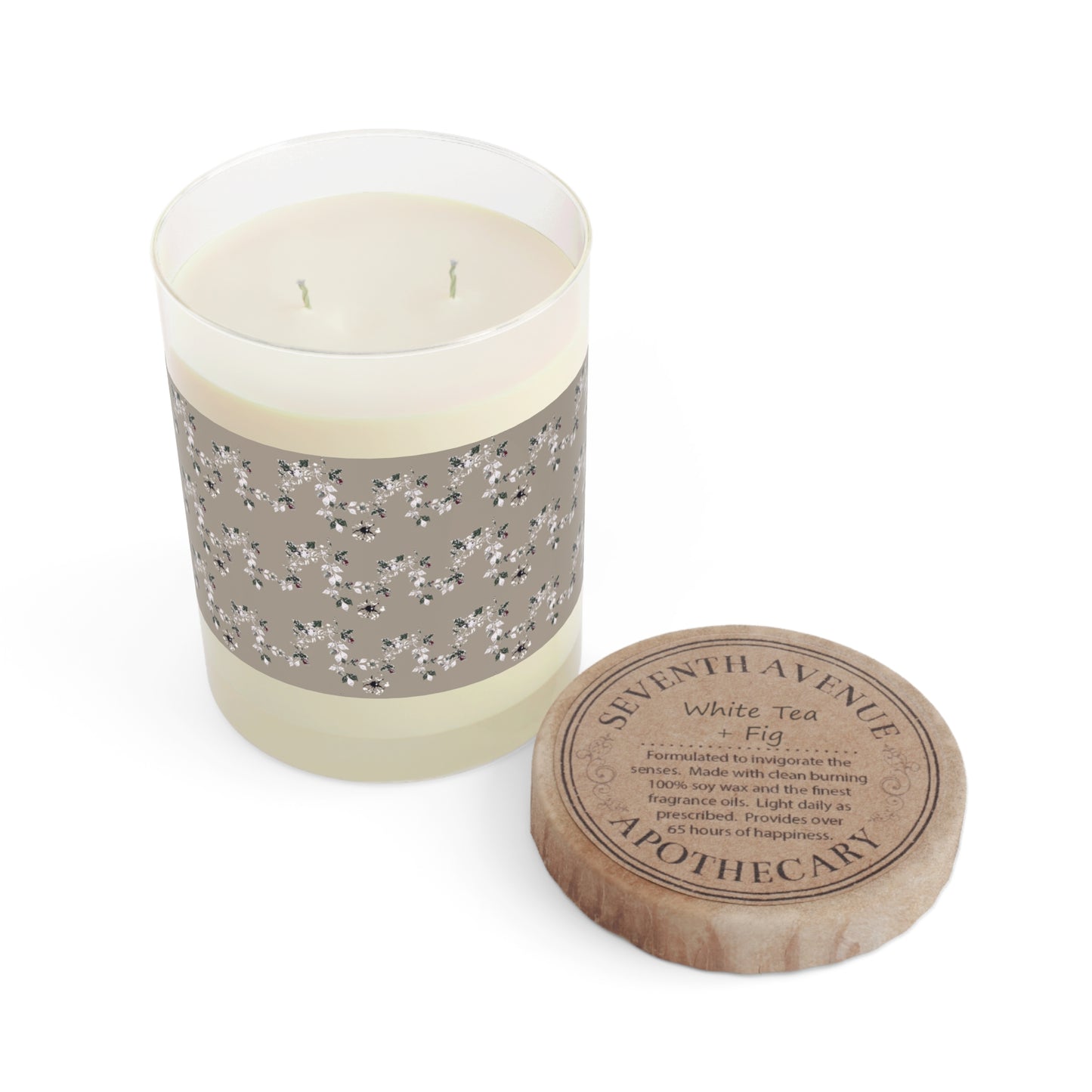 Berry Vine Scented Candle in Taupe- Full Glass, 11oz