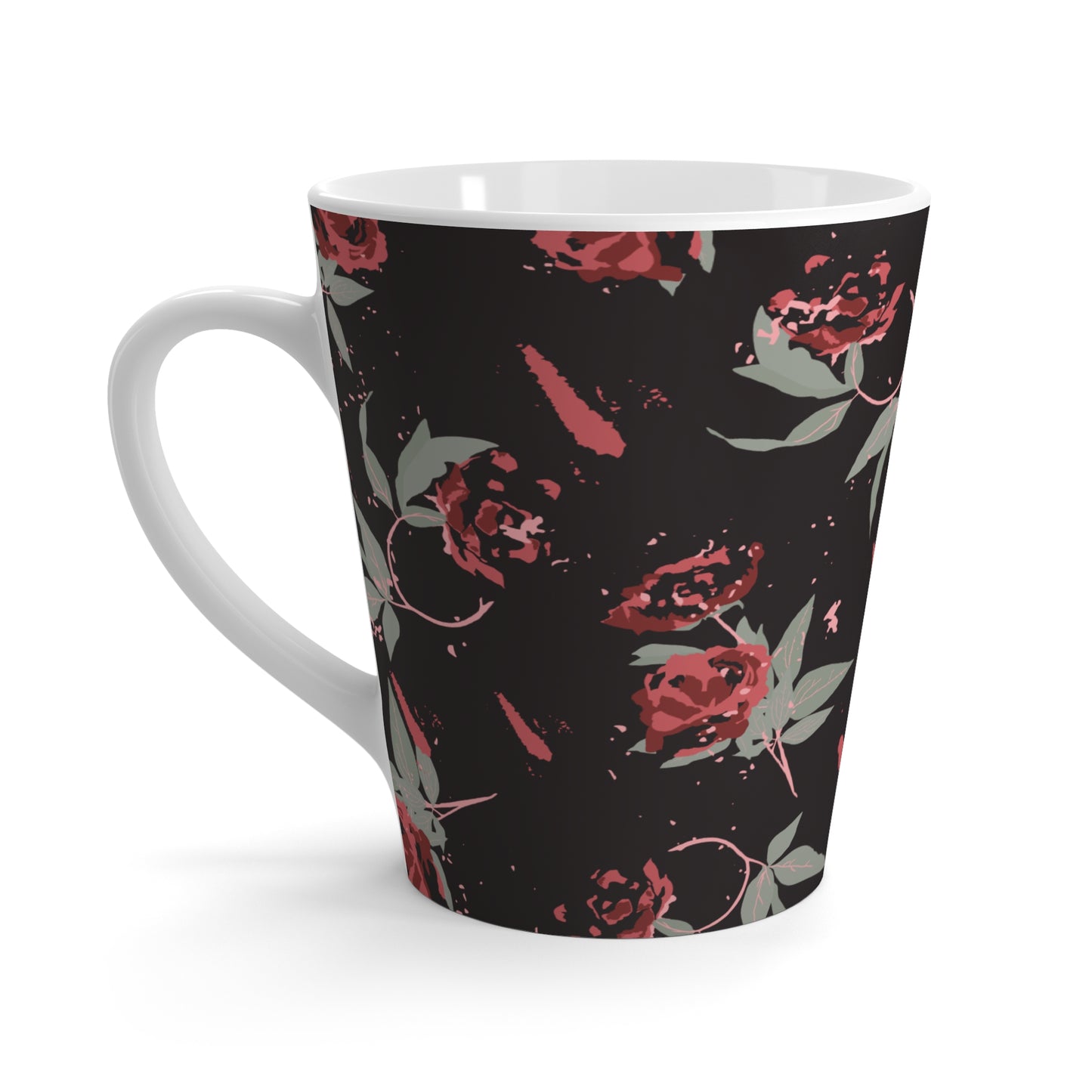 Latte Mug : Black Rose Lipstick Print