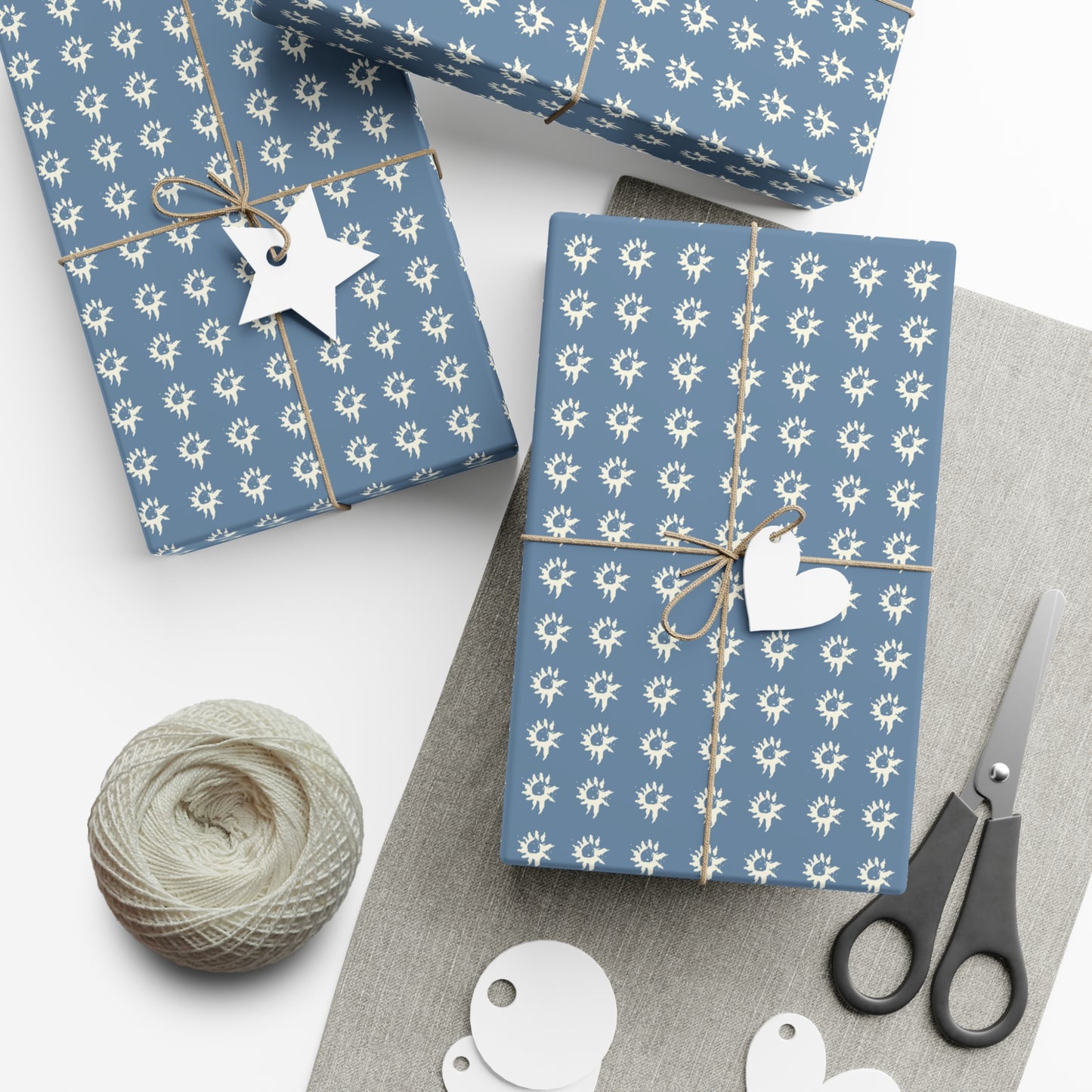 Wrapping Papers : Denim Geo Star Print