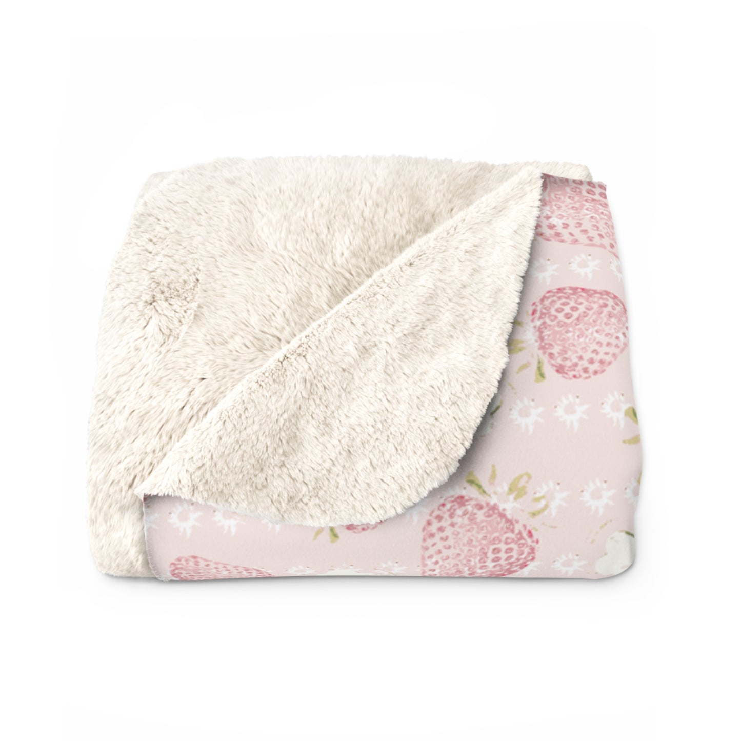 Retro Strawberry Sherpa Fleece Blanket