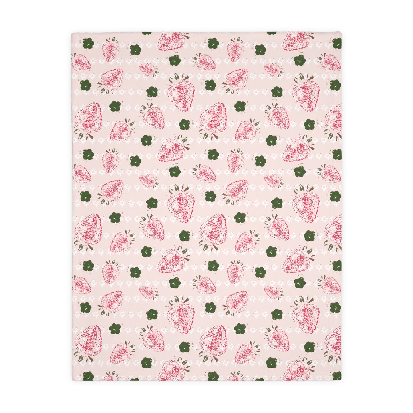 Cozy Velveteen Microfiber Blanket with Retro Strawberry print