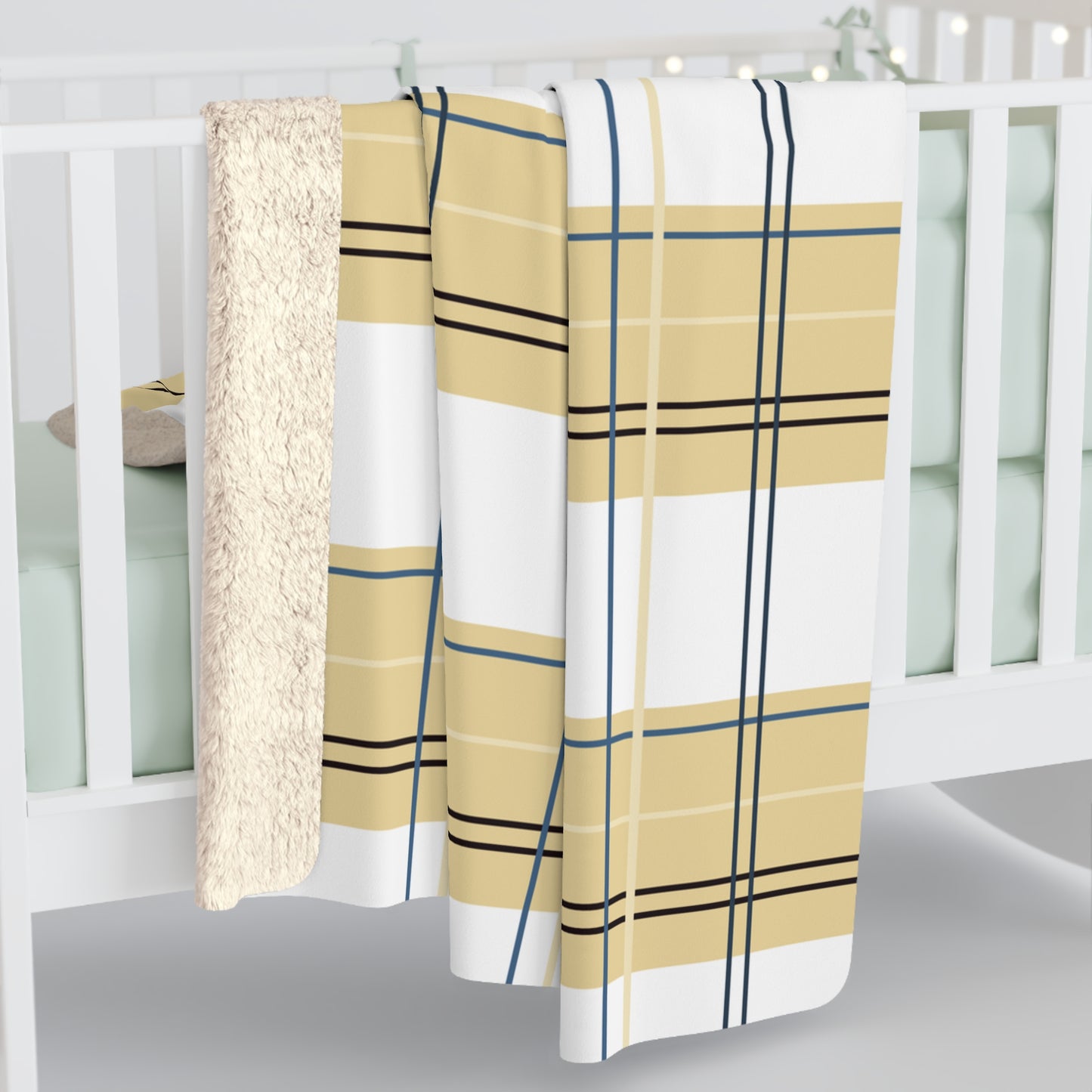 Sunny Yellow Plaid Sherpa Fleece Blanket