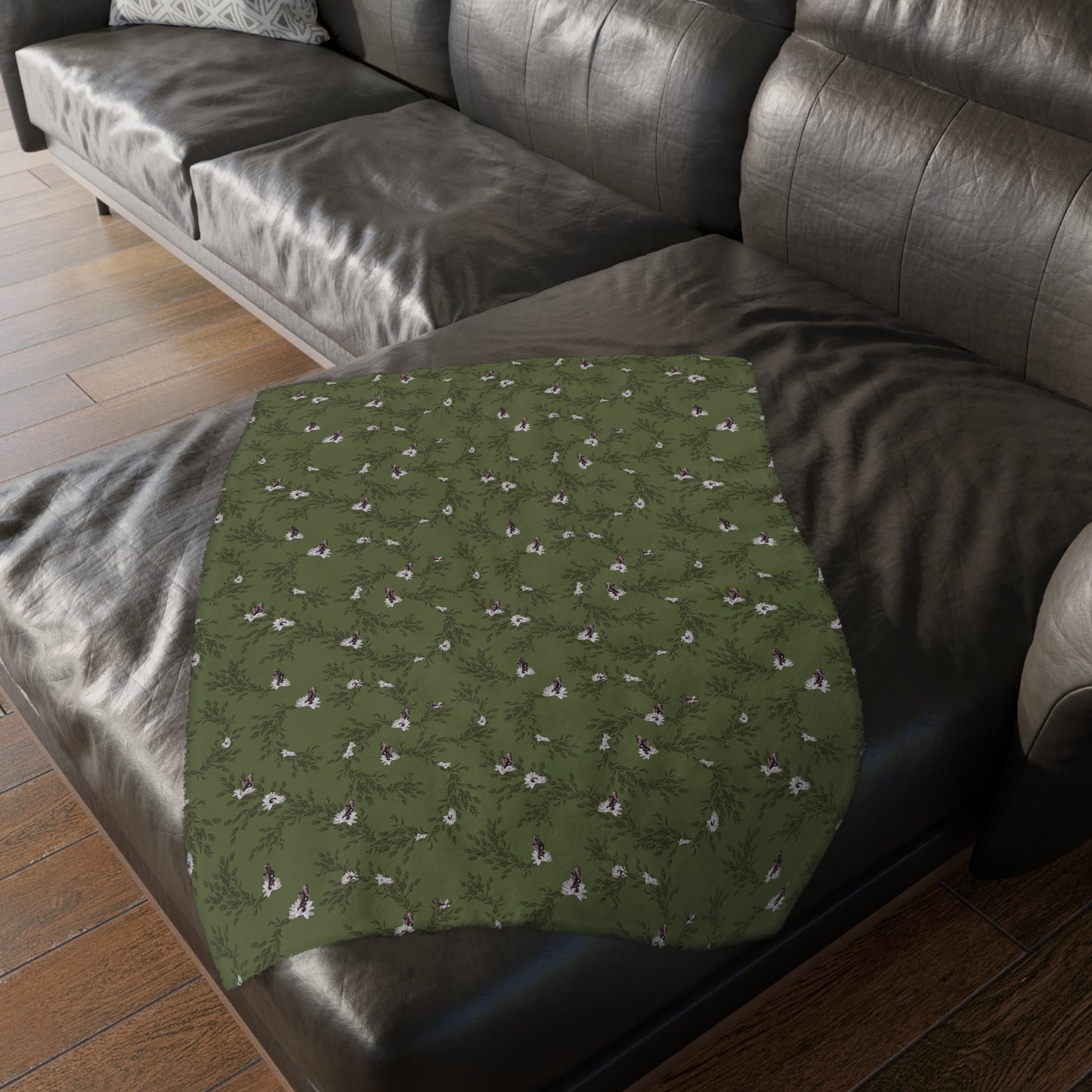 Autumn Daisy Print - Velveteen Blanket