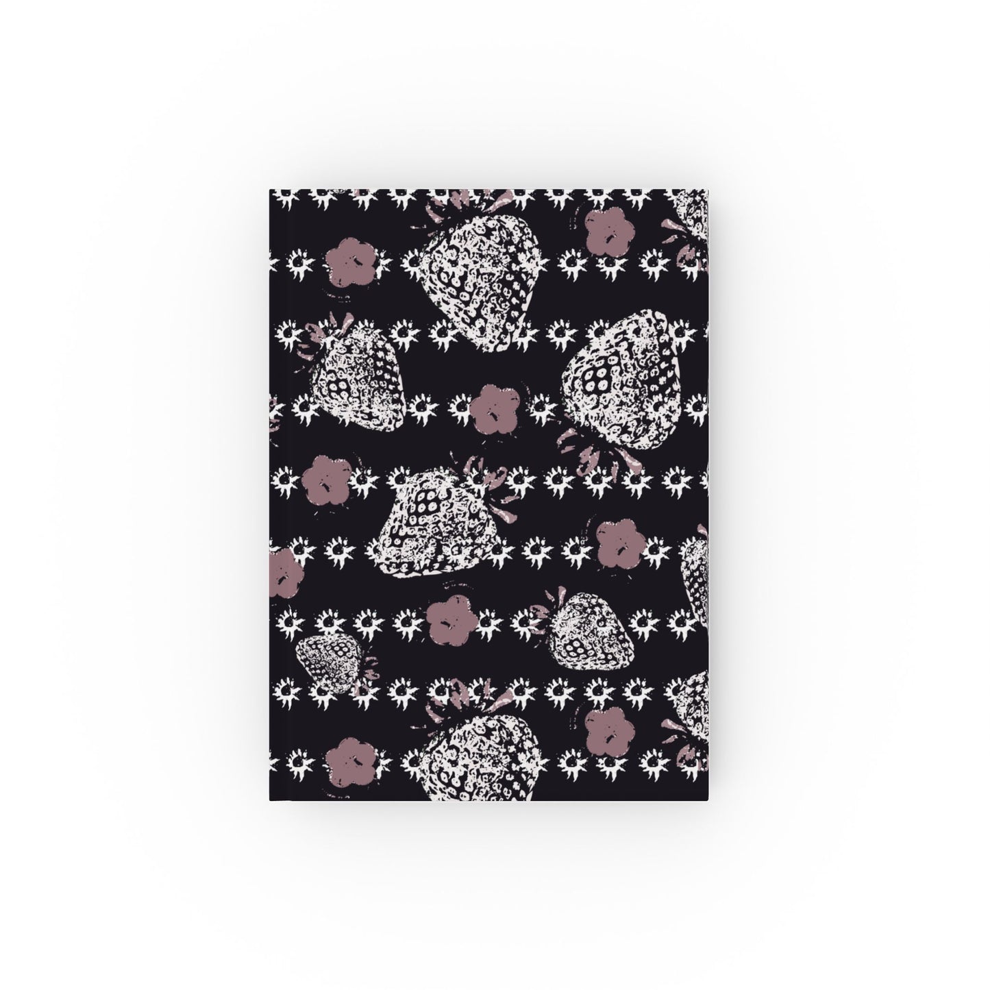 Black Retro Strawberry Hard Backed Journal