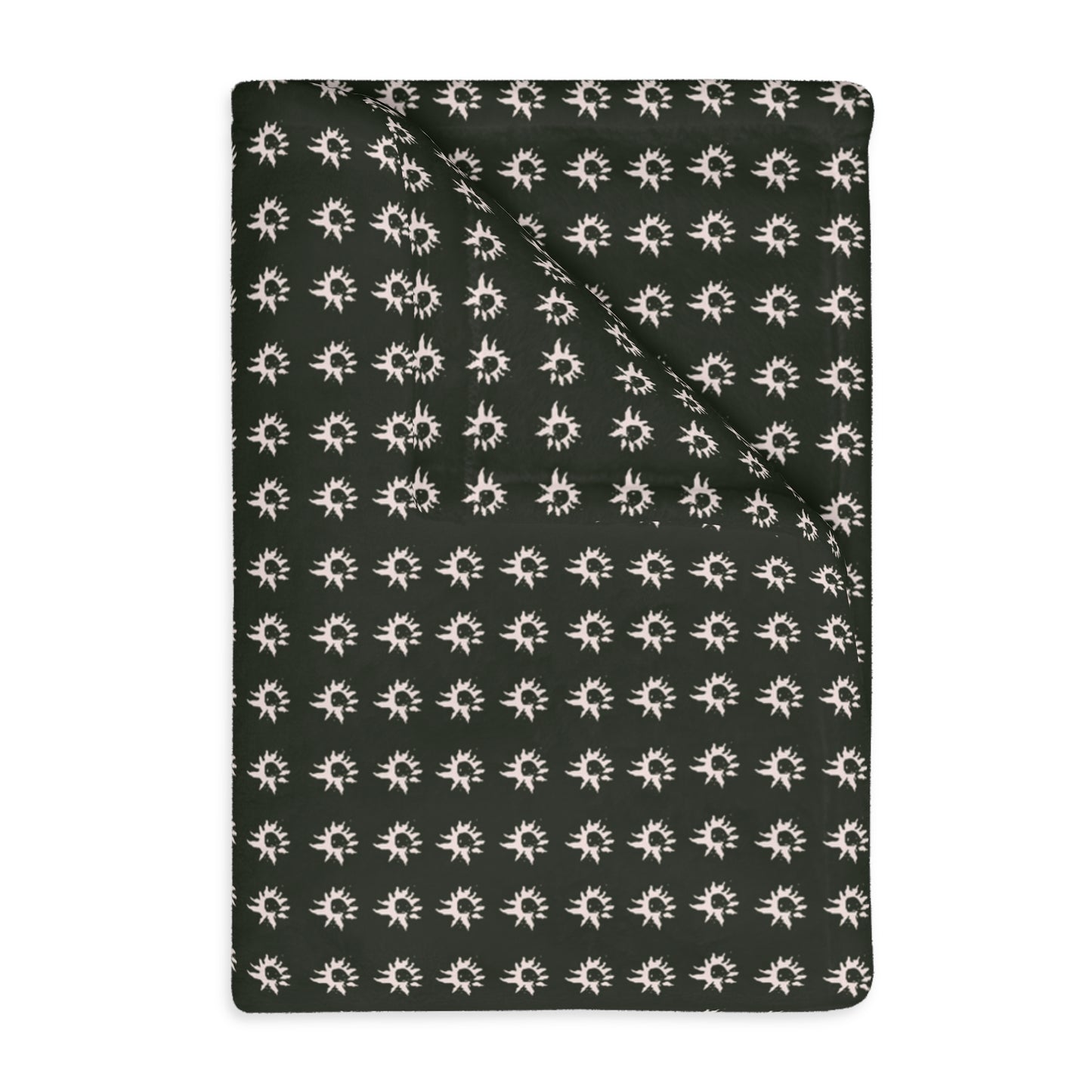 Velveteen Blanket Throw :Black Geo Star Print