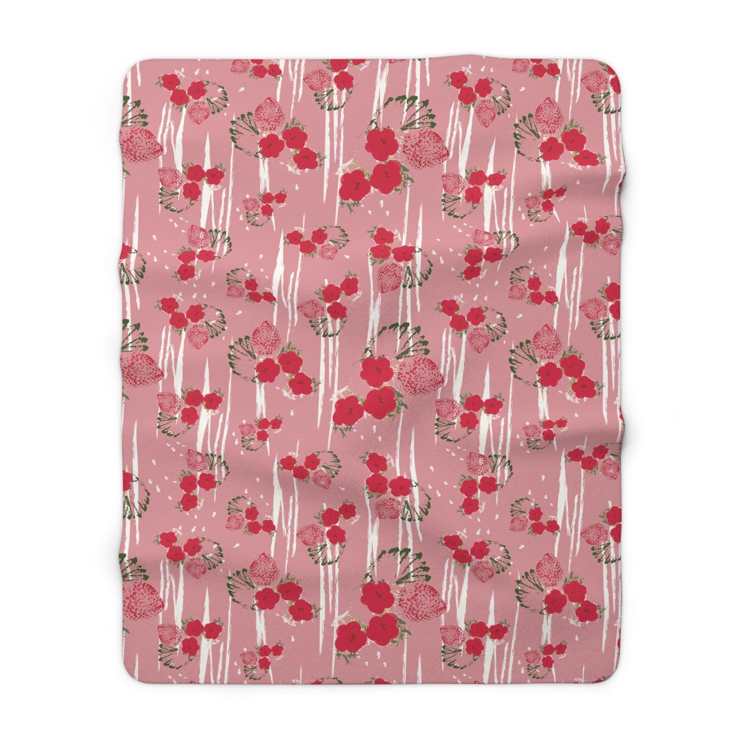 Strawberry Garden Sherpa Fleece Blanket