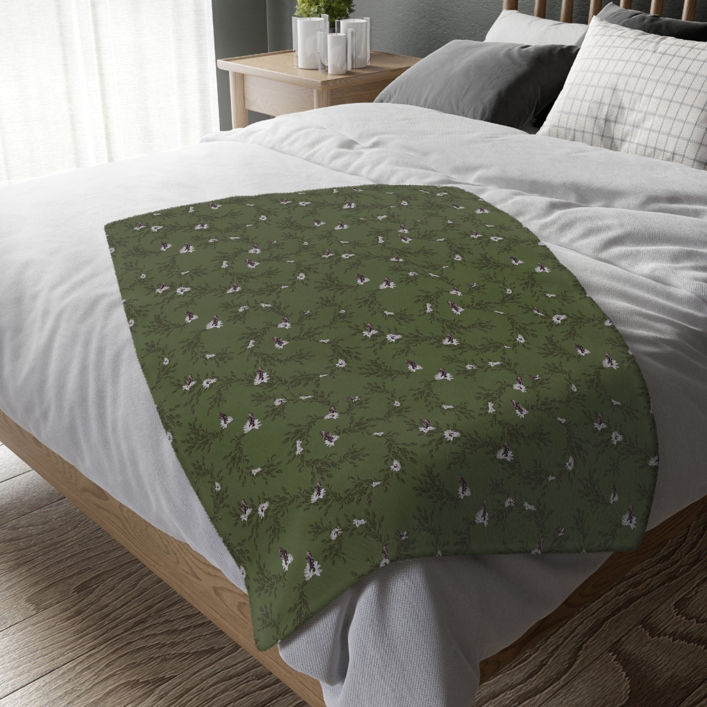 Autumn Daisy Print - Velveteen Blanket