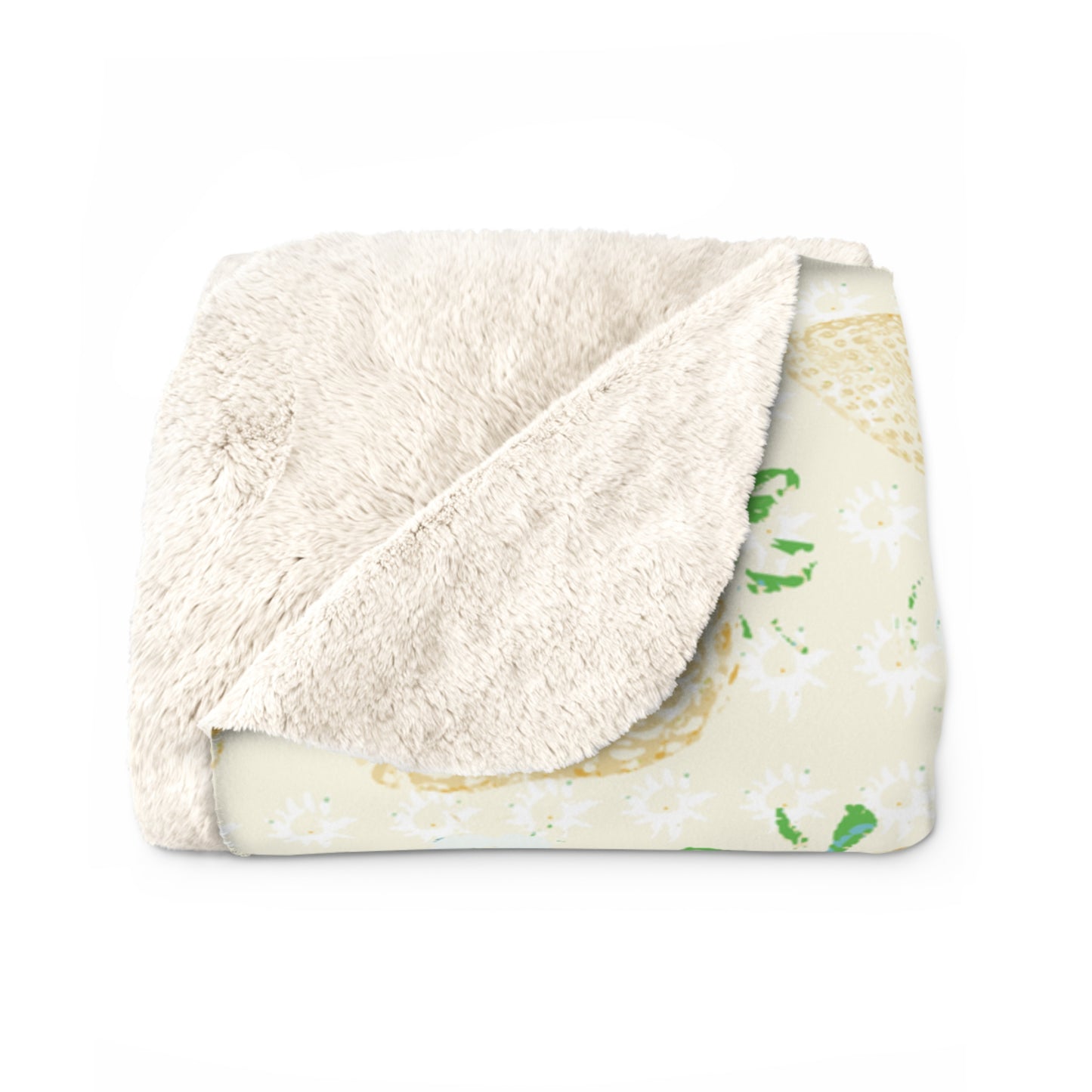 Lemon Retro Strawberry Sherpa Fleece Blanket