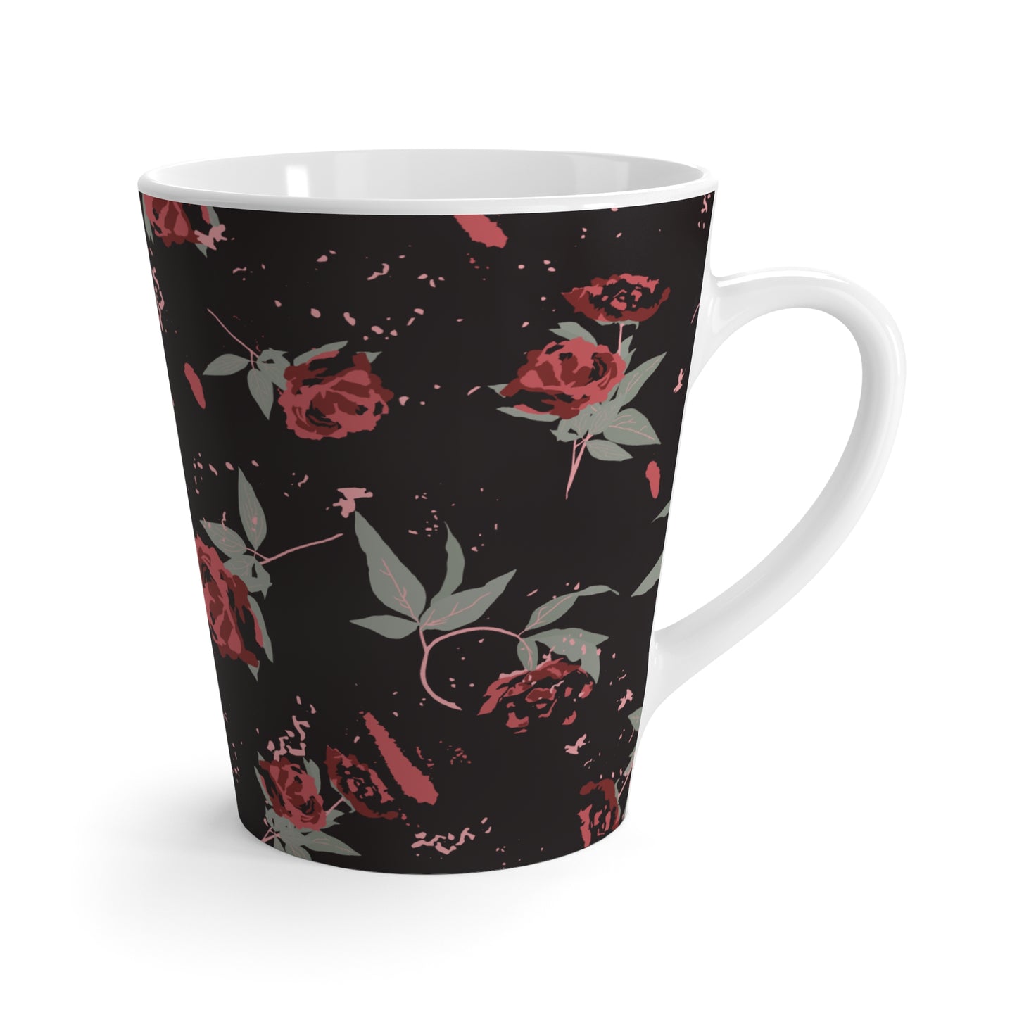 Latte Mug : Black Rose Lipstick Print