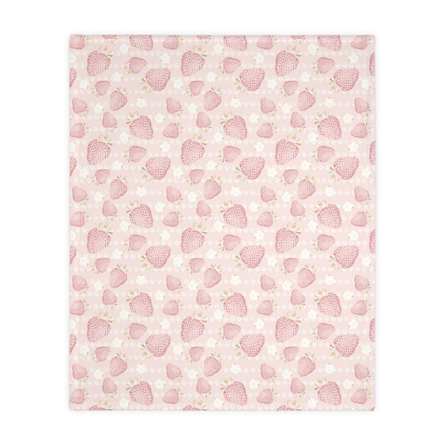 Cozy Velveteen Microfiber Blanket - Retro Strawberry Pattern