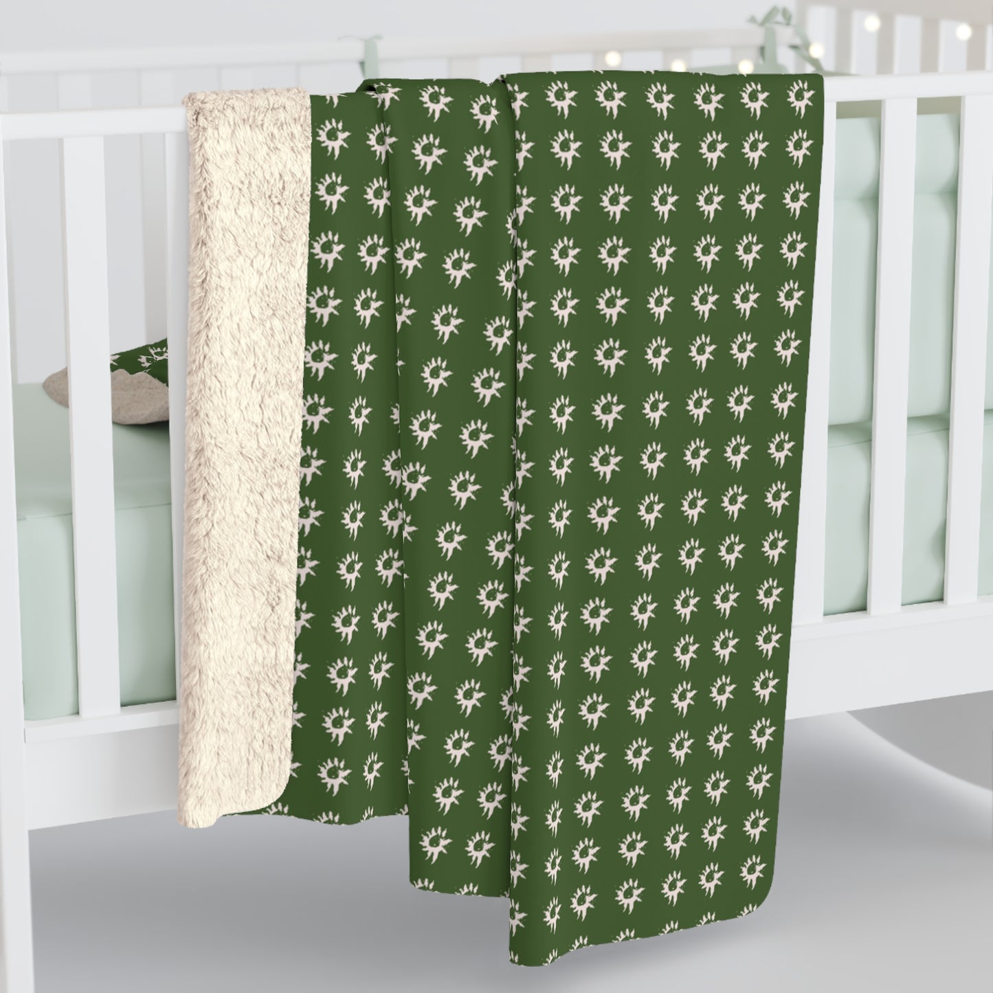 Forest Green Geo Star Sherpa Fleece Blanket