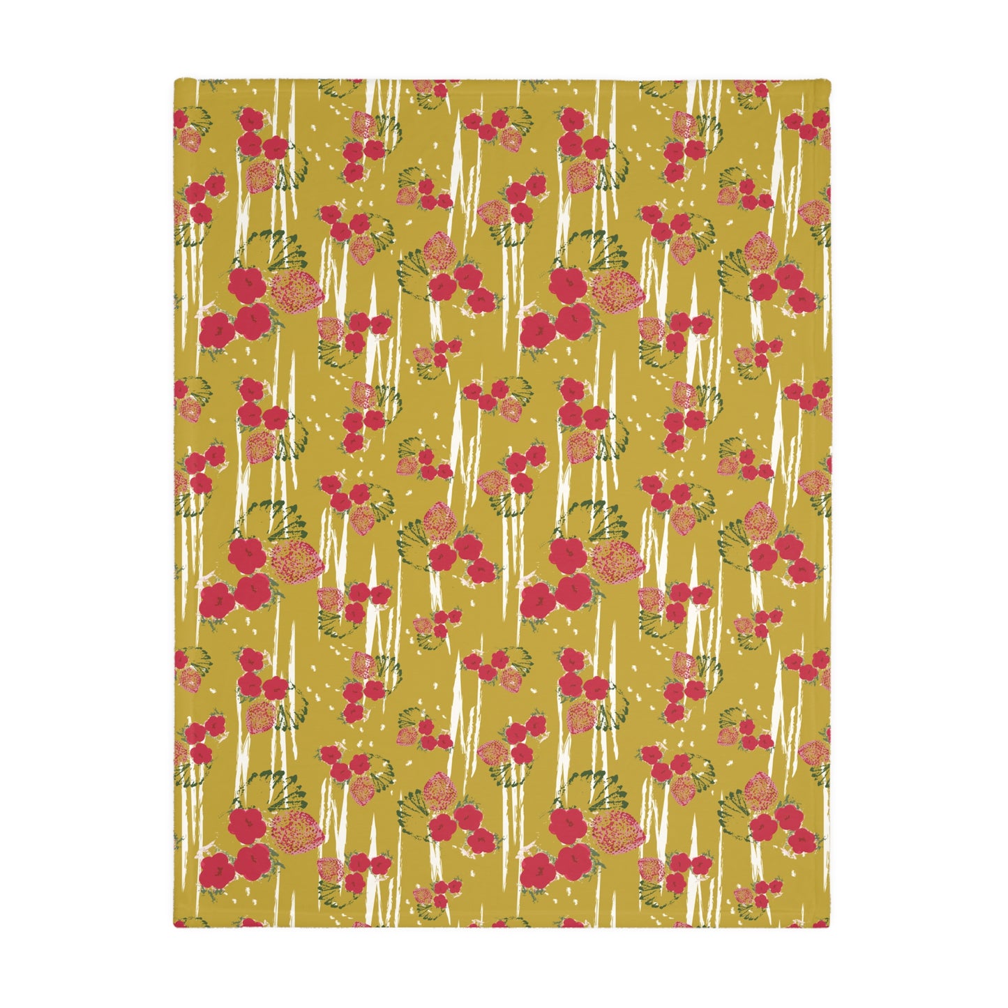 Vibrant Velveteen Blanket - Chartreuse Berry print