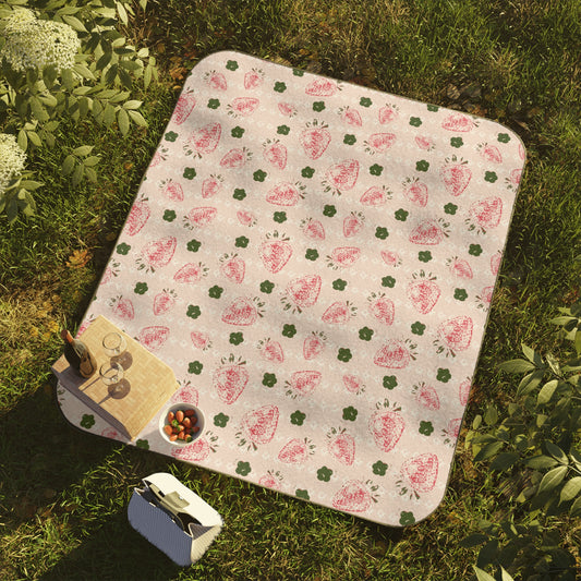 Picnic Blanket – Retro Strawberry print