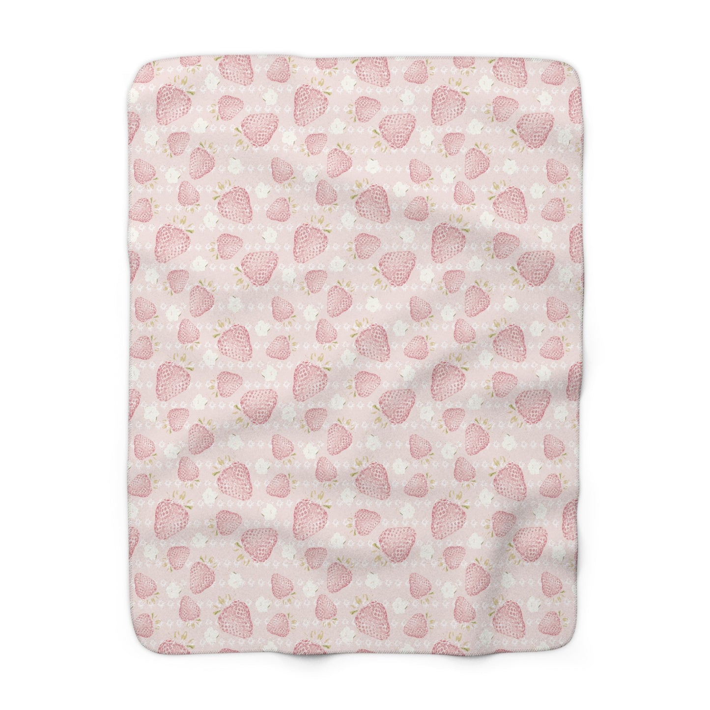 Retro Strawberry Sherpa Fleece Blanket