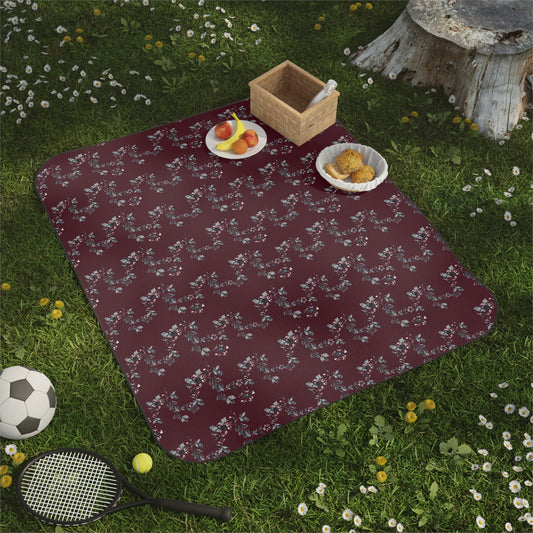 Floral Picnic Blanket - Cottage Vine Santa print