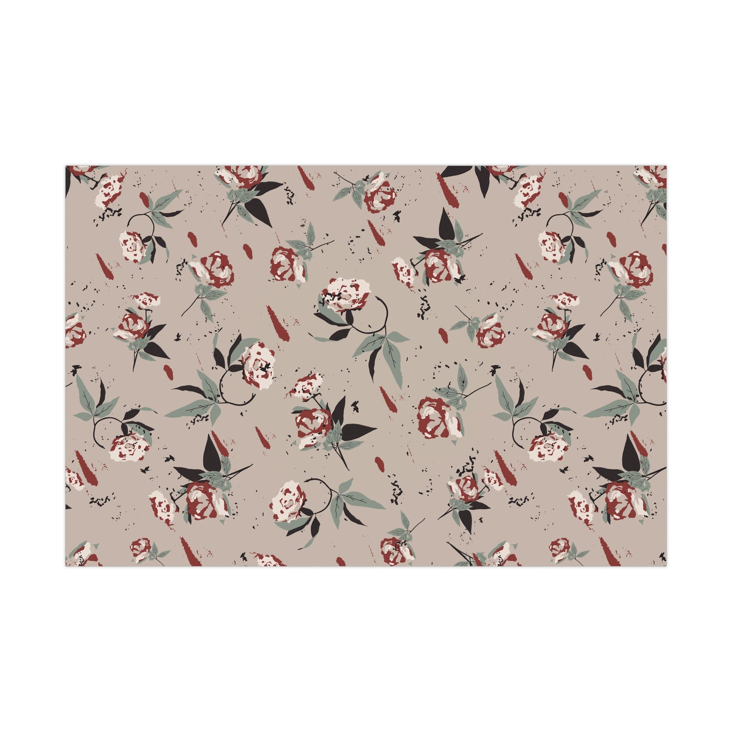 Gift Wrap Papers - Cottage Rose Taupe Floral Design