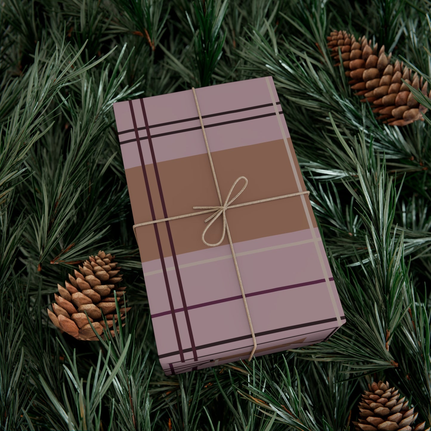 Pink & Pumpkin Plaid Gift Wrap Paper