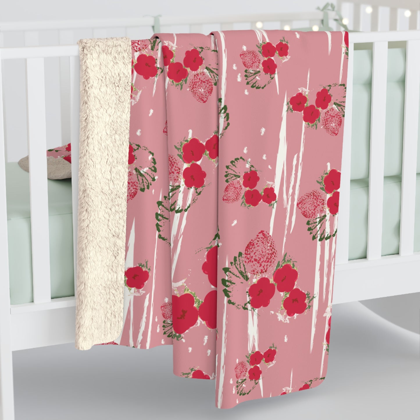 Strawberry Garden Sherpa Fleece Blanket