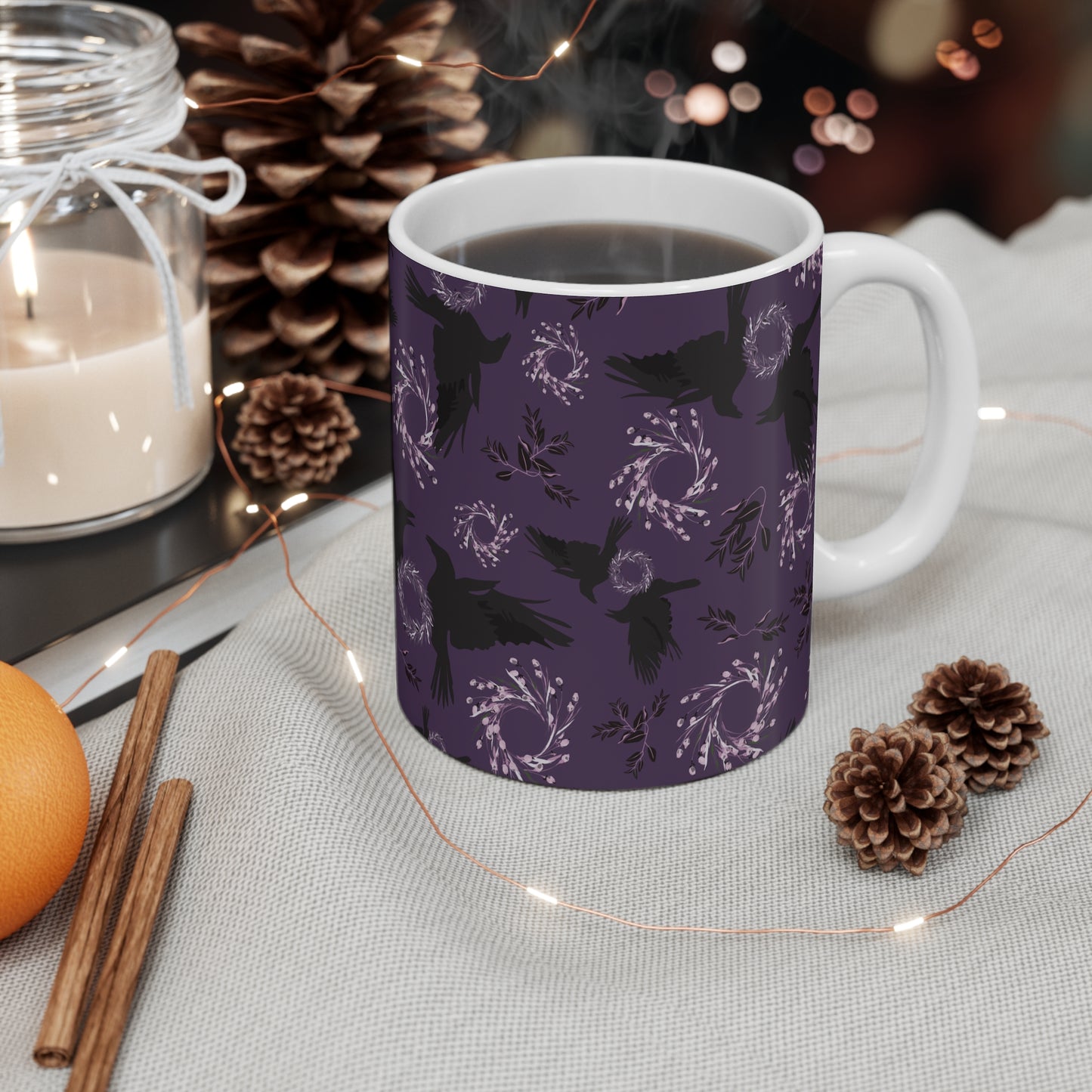 Autumn Raven Mug 11oz in Huckleberry