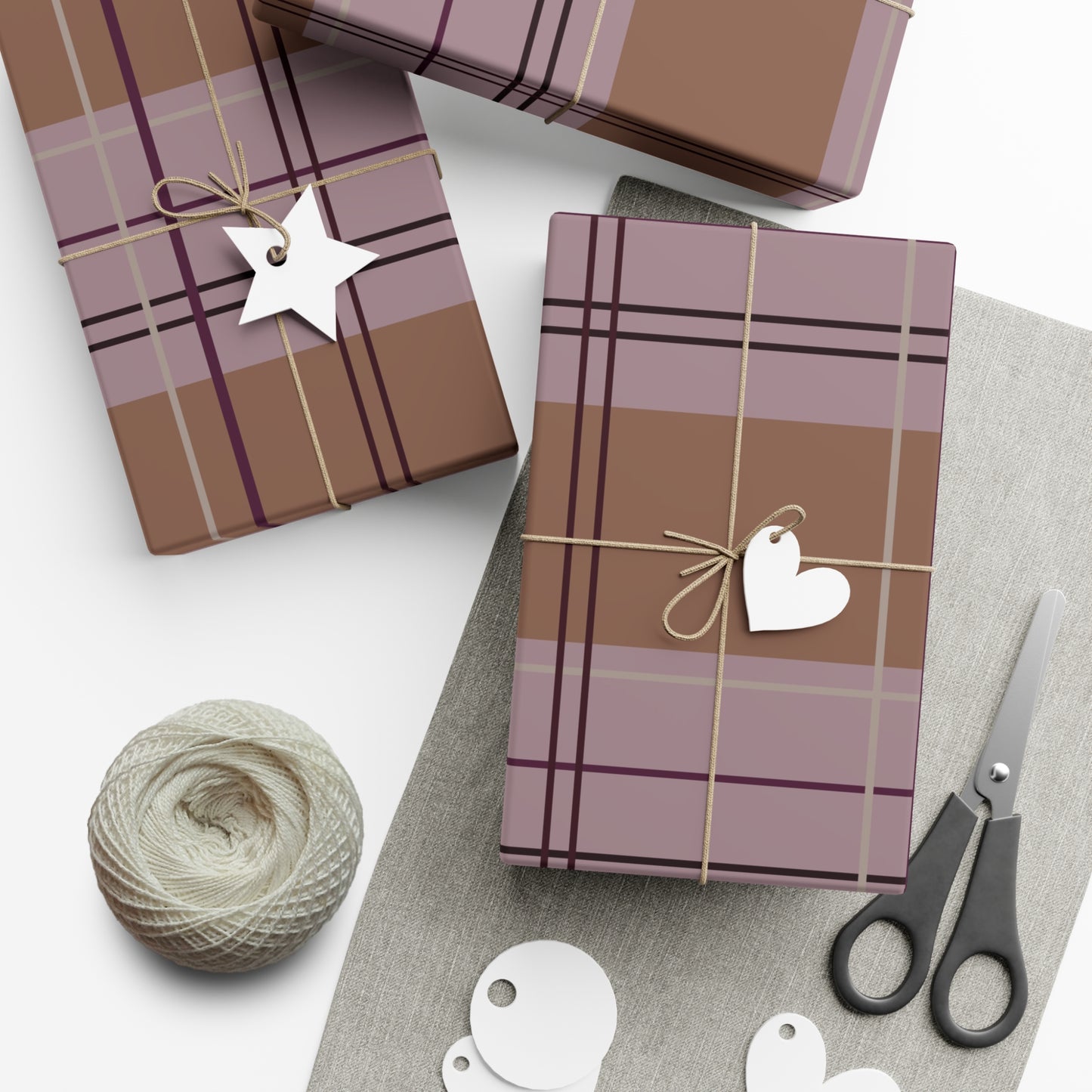 Pink & Pumpkin Plaid Gift Wrap Paper