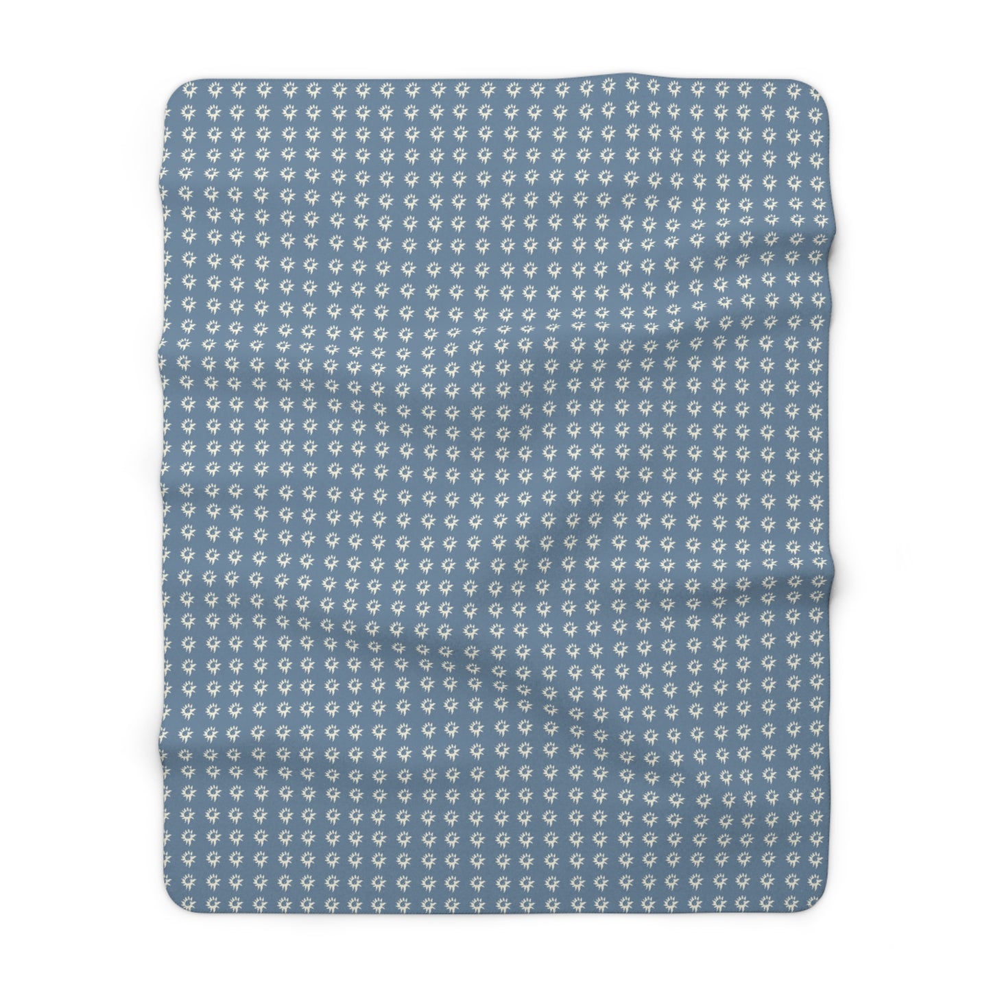 Cozy Sherpa Fleece Blanket with Denim Geo Star pattern