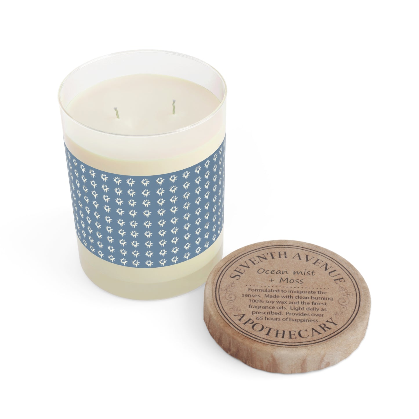 Geo Star Scented Candle in Denim - Full Glass, 11oz