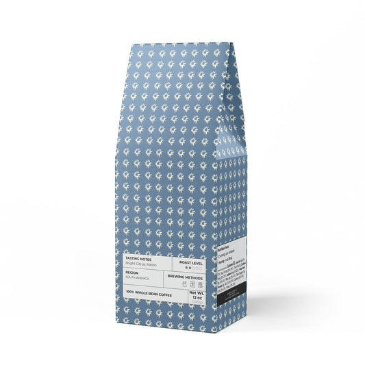 Colombia Single Origin Coffee (Light-Medium Roast) with Denim Geo Star print
