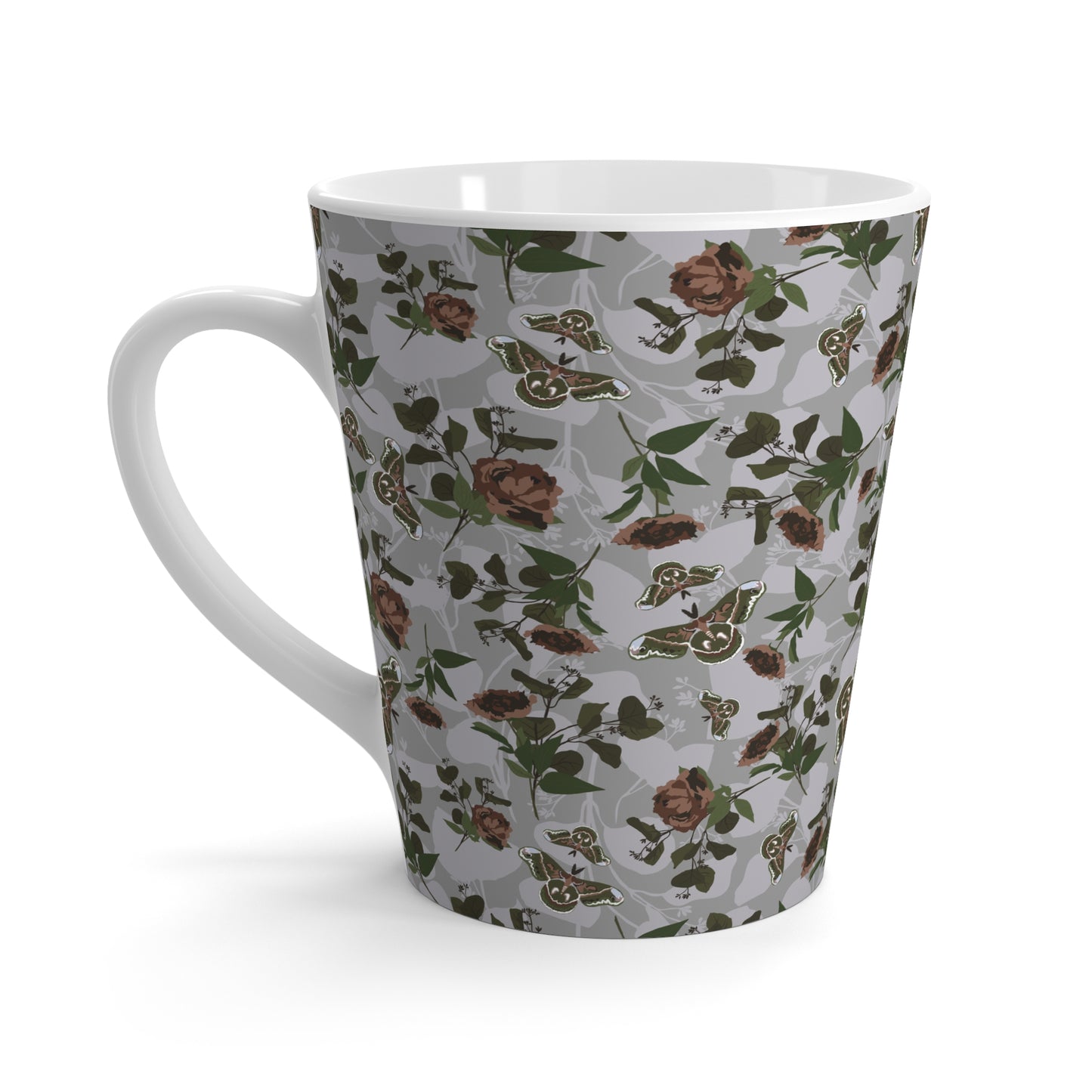 Latte Mug : Green Moth print