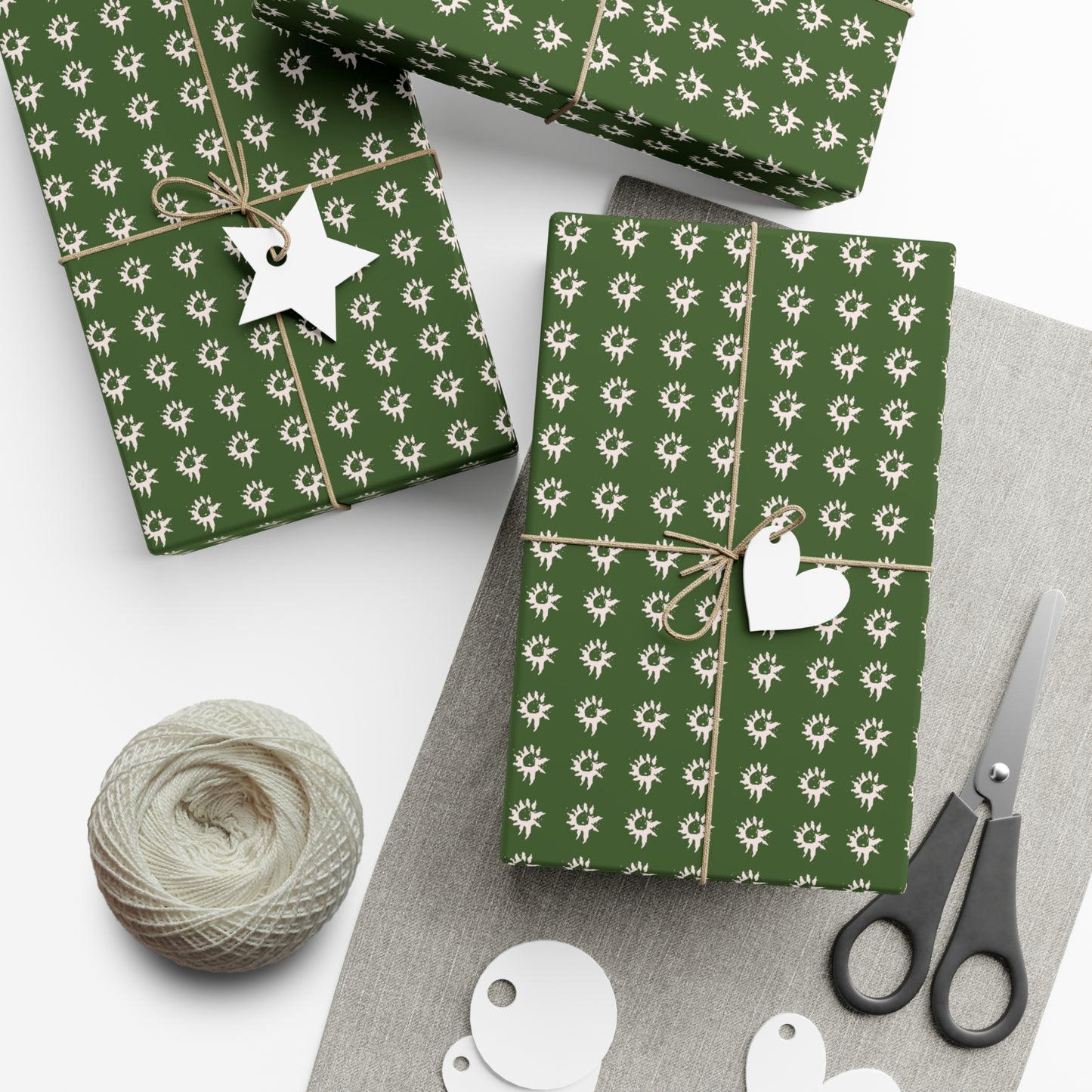 Forest Green Geo Star Gift Wrap Papers