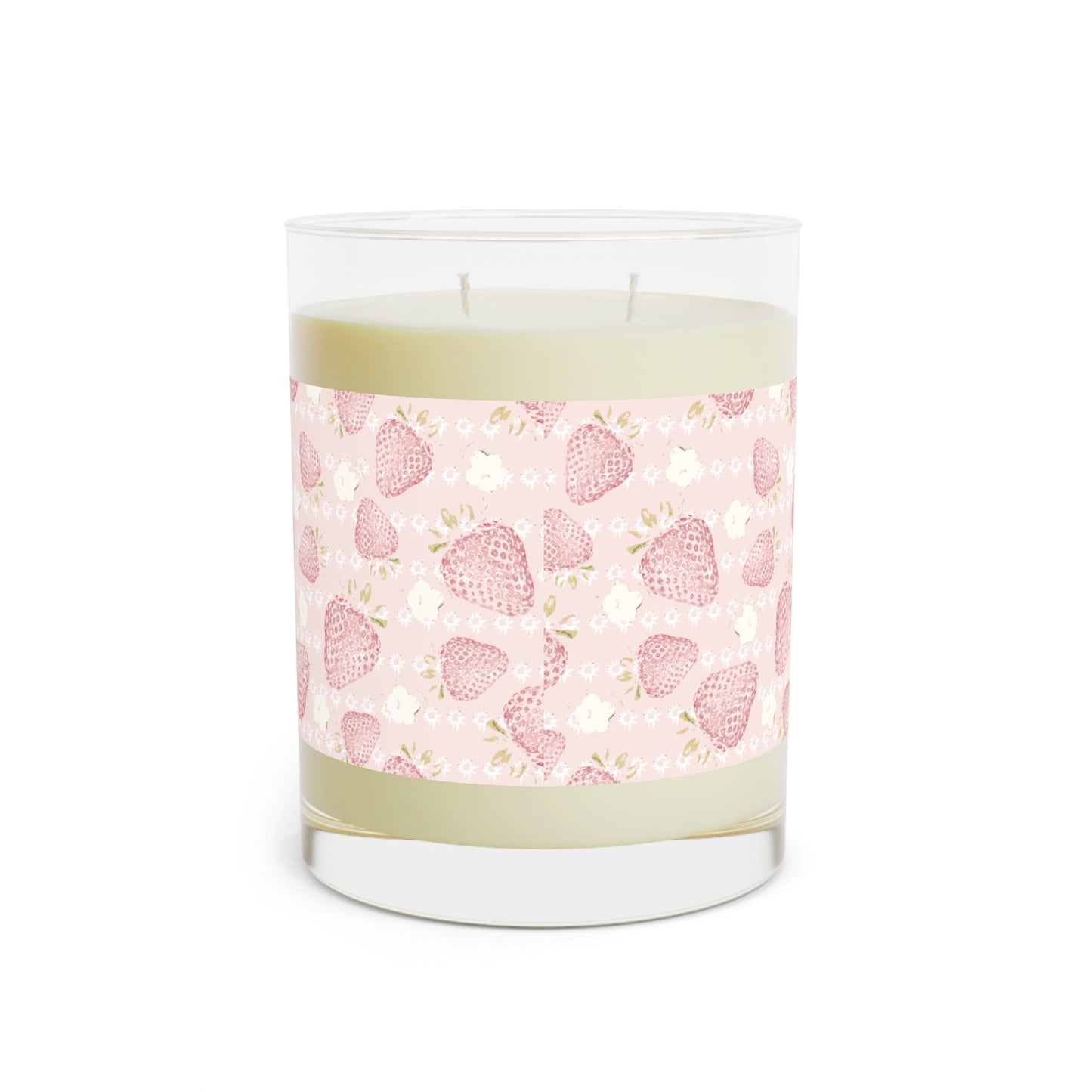 Retro Strawberry Scented Candle in soft pink- Full Glass, 11oz