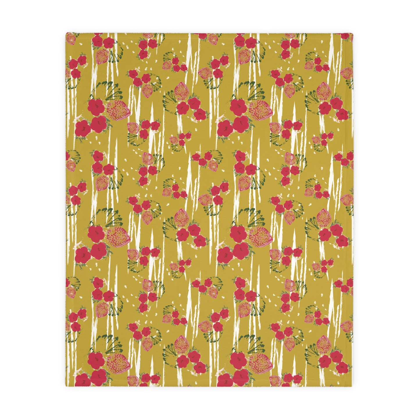 Vibrant Velveteen Blanket - Chartreuse Berry print
